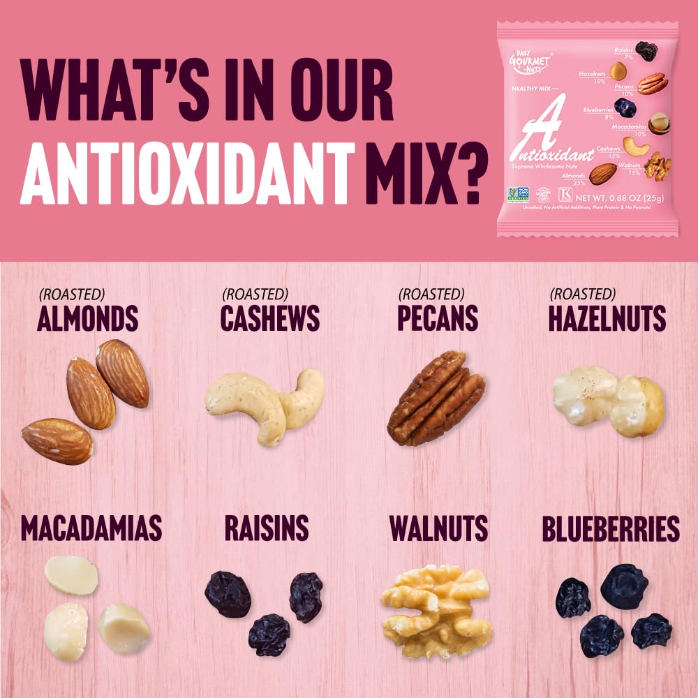 Premium Unsalted Mixed Nuts Snack Packs - Healthy No Peanuts Trail Mix, 48 Individually Wrapped Deluxe Assorted Nuts for Office, Gym & Travel Snacking - Gluten Free & Non-GMO