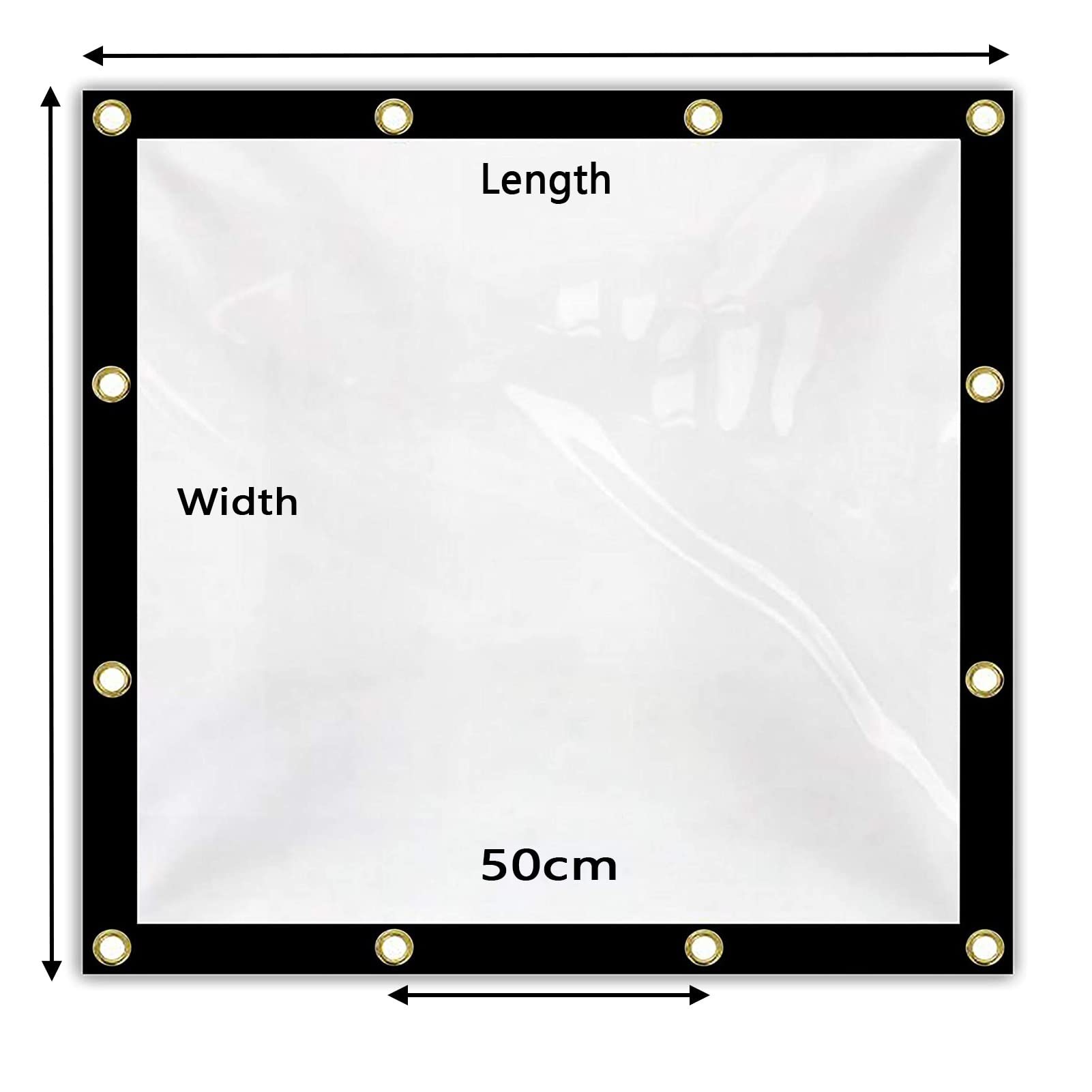 Clear & Black Edge Plastic Tarpaulin - 6x3m Foldable Waterproof Cover with Grommets for Camping, Gardening, Greenhouse Plant Protection | Durable Outdoor Shelter for Rain, Sun & Wind Protection
