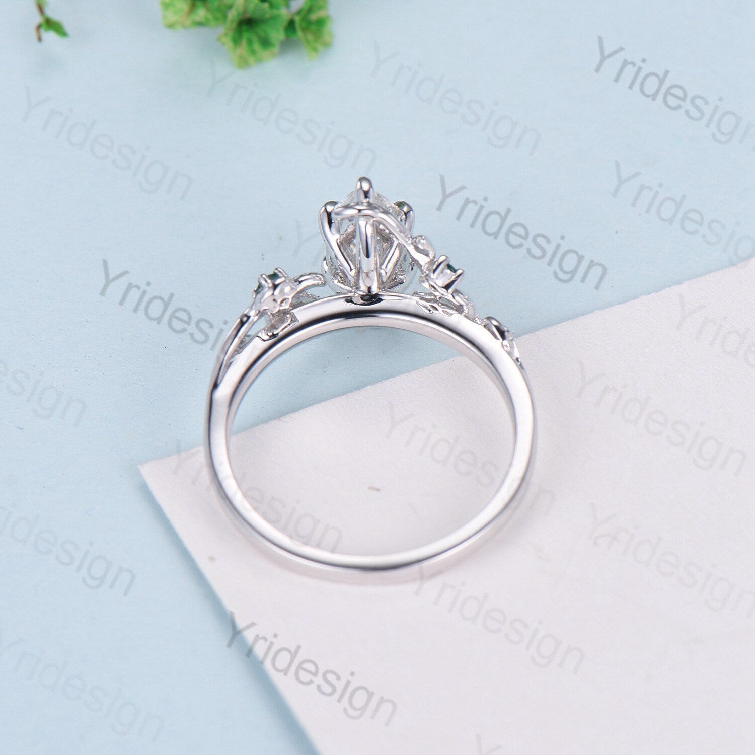 Vintage Moissanite Engagement Ring for Women - Marquise Cut Twig Leaf Cluster Wedding Band, Emerald Inspired Branch Ring | Perfect for Proposals, Anniversaries & Special Occasions