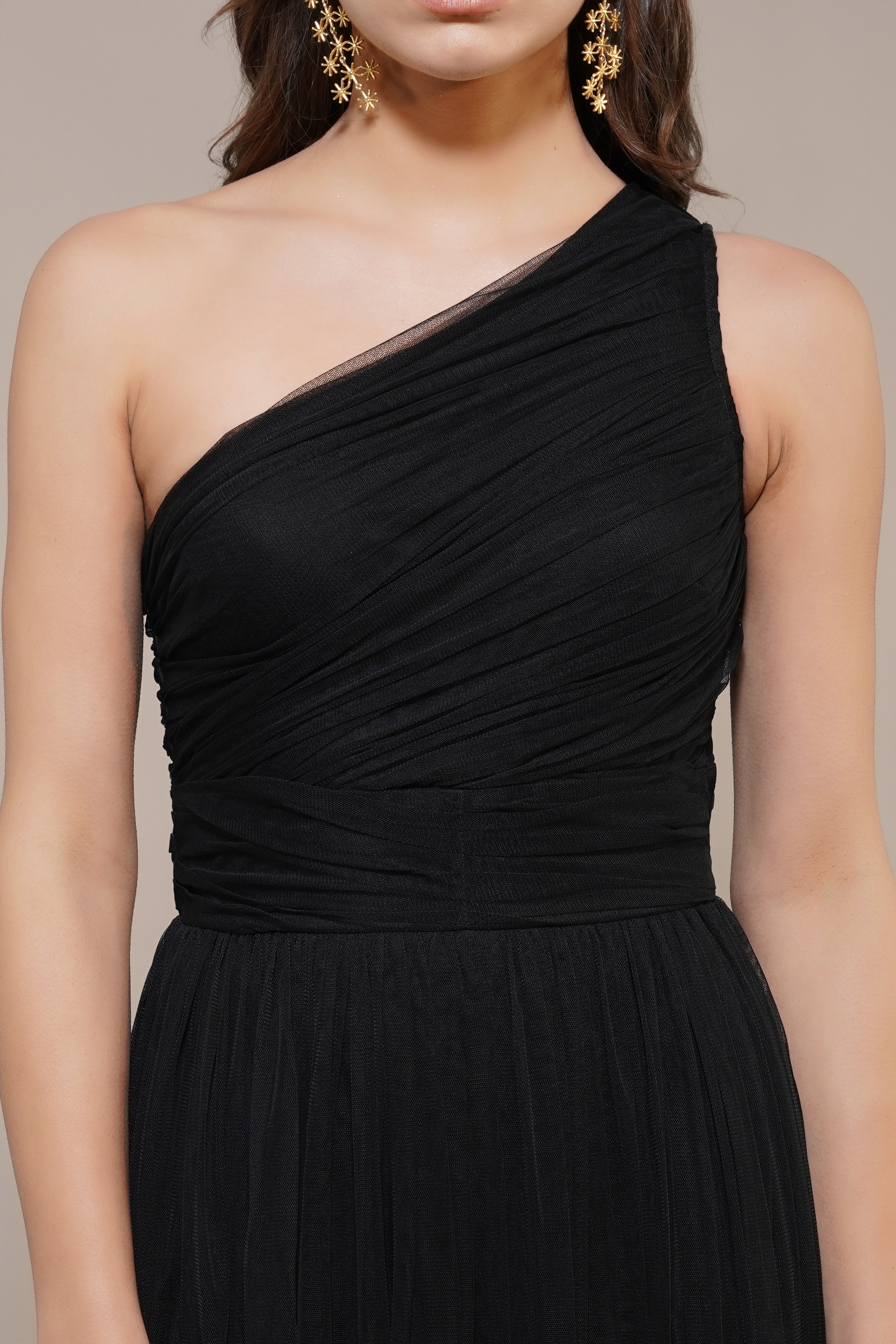 Elegant One Shoulder Black Maxi Dress for Women - Perfect for Evening Parties, Weddings & Summer Vacations