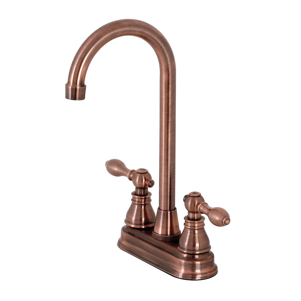 Kingston Brass KB491ACL American Classic Two Handle High Arc Bar Faucet - Premium Stainless Steel Kitchen Sink Faucet for Bar, Prep Sink & Wet Bar (Commercial & Home Use)