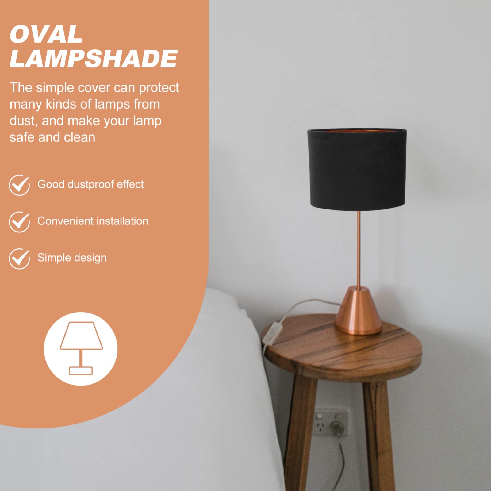 KALLORY Oval Clip-On Lamp Shade - Fabric Lamp Cover for Table, Floor & Pendant Lights - Home Decor Lighting Accessories (Perfect for Living Room, Bedroom & Office Lighting)