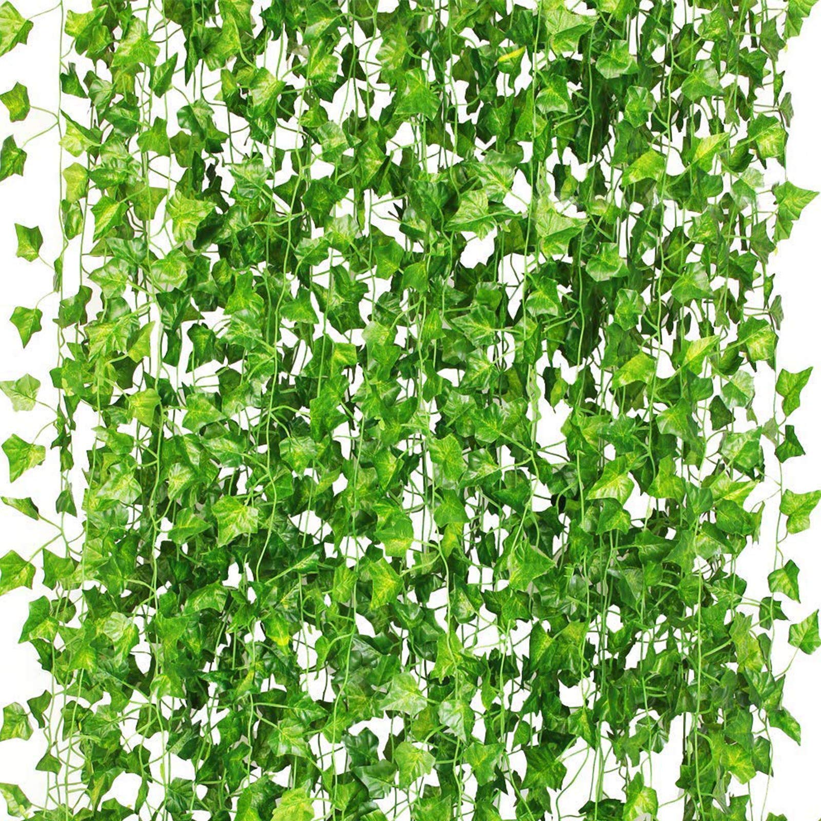 CQURE 12 Pack 84Ft Artificial Ivy Garland - UV Resistant Fake Vines & Greenery Leaves for Home Decor, Bedroom, Party, Garden Wall - Realistic Hanging Plants for Indoor & Outdoor Aesthetic Room Decoration
