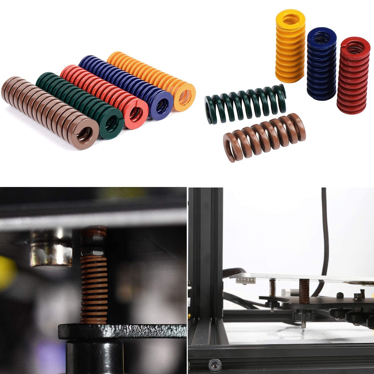MroMax 3D Printer Die Spring - 16mm OD 50mm Long Heavy Duty Compression Spring for 3D Printer Bed Leveling - Extra Strong Spiral Stamping Mold Spring (1PC, Brown) - Perfect for 3D Printing, CNC Machines & Industrial Applications