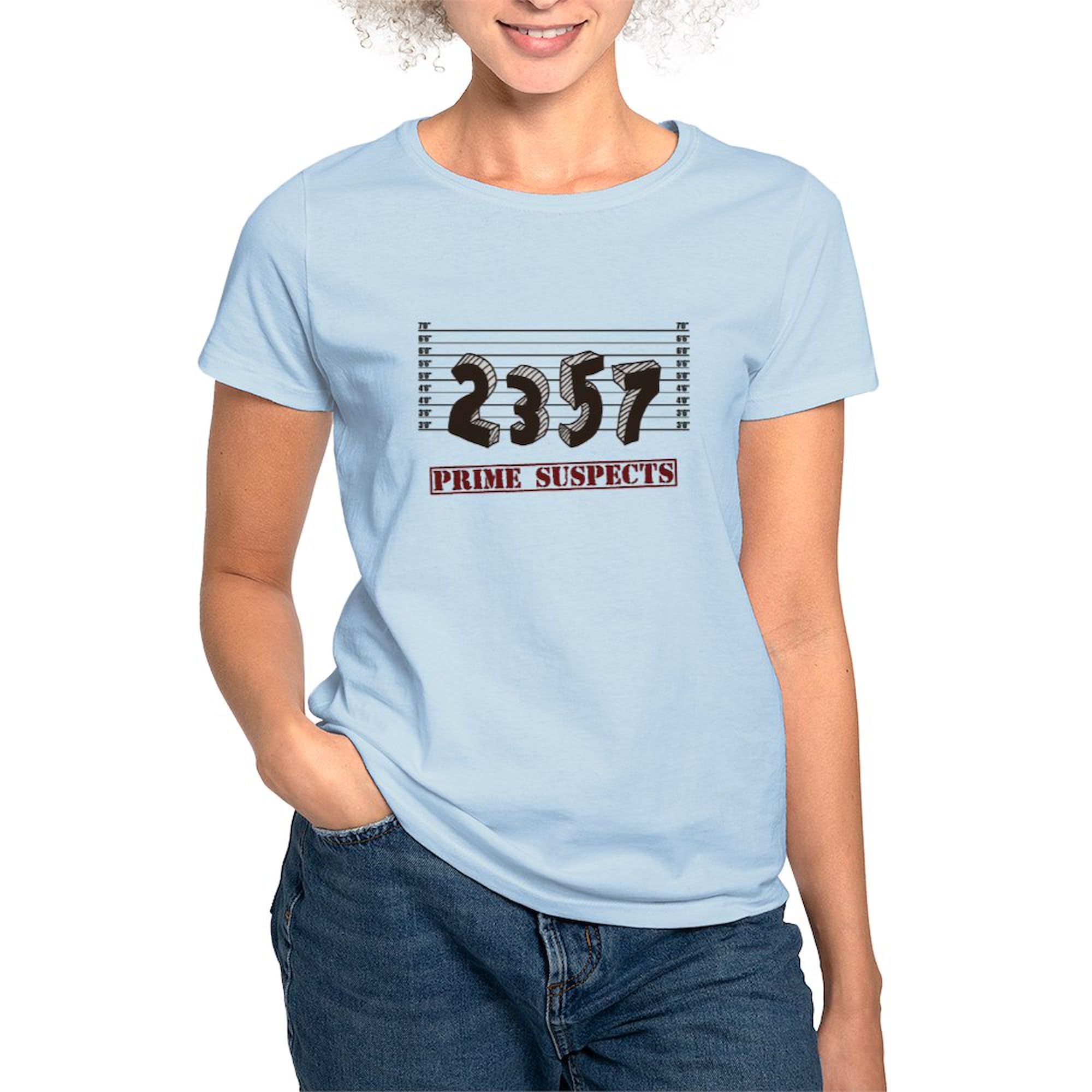 Prime Number Suspects Funny Math T-Shirt for Women - Soft Cotton Crew Neck Tee - Perfect for STEM Teachers, Nerdy Gifts & Science Lovers