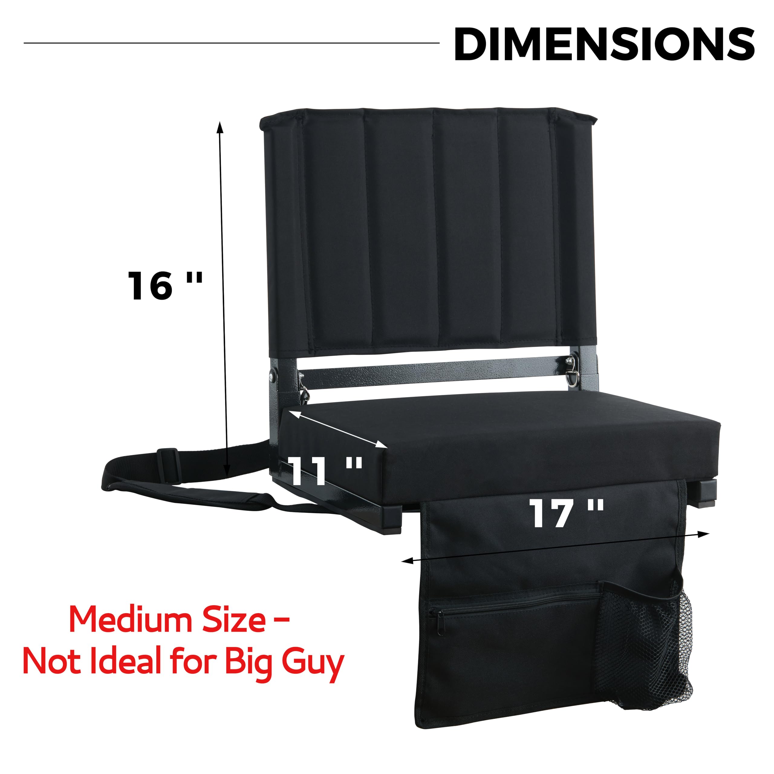 SPORT BEATS Stadium Seats with Back Support - Portable Bleacher Chairs with Thick Padded Cushion & Shoulder Strap - Comfortable Folding Seat for Football, Baseball, Soccer Games & Outdoor Events