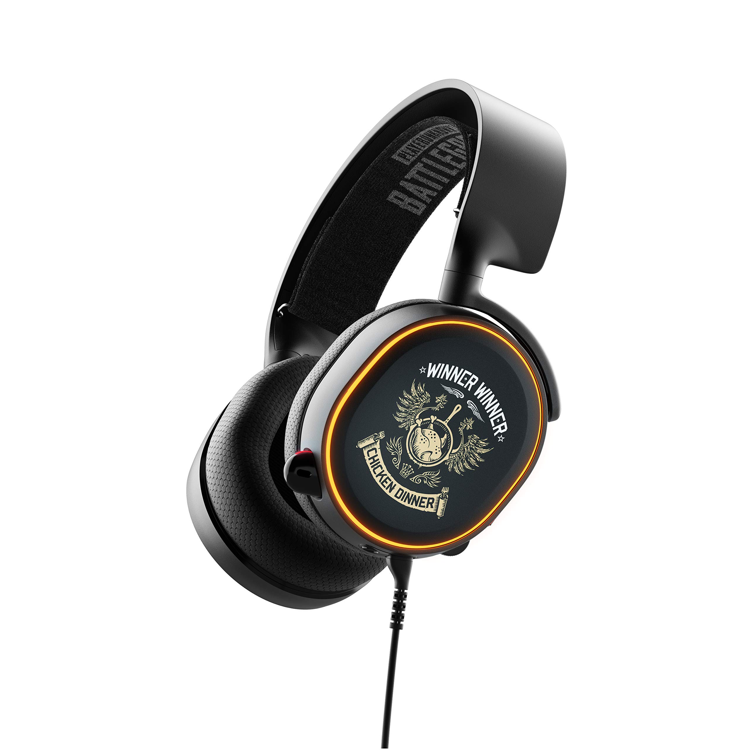 SteelSeries Arctis 5 PUBG Limited Edition Gaming Headset with RGB Lighting & DTS Headphone:X v2.0 Surround Sound - Noise Cancelling Mic for PC, PS4, Xbox - Perfect for FPS Gaming, Streaming & Esports Tournaments