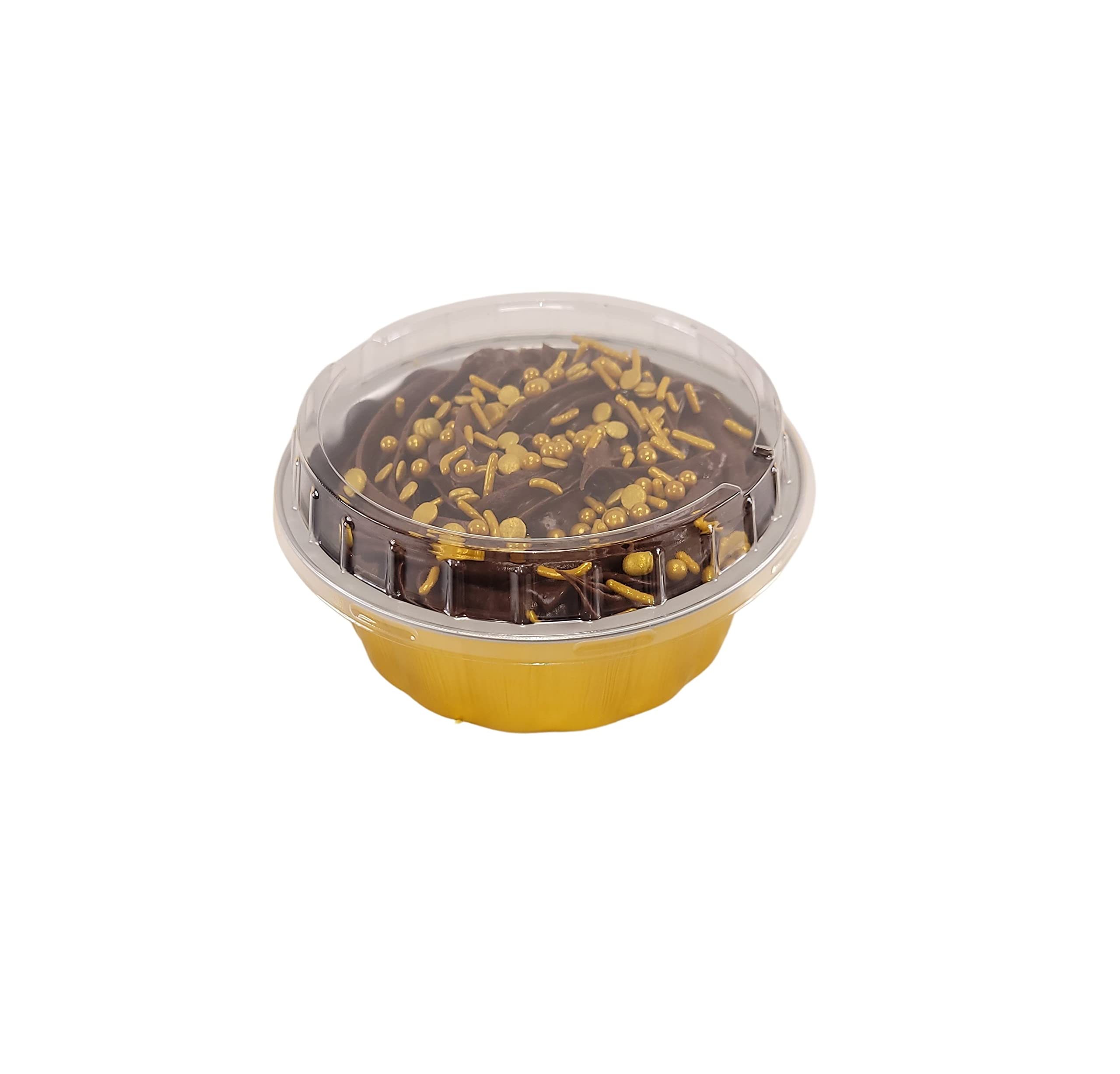 KitchenDance 8oz Disposable Gold Aluminum Foil Baking Cups with Lids - Round Tart Pans for Desserts, Cakes & Food Storage - Perfect for Home Baking, Party Serving & Meal Prep (500-Pack, Gold)