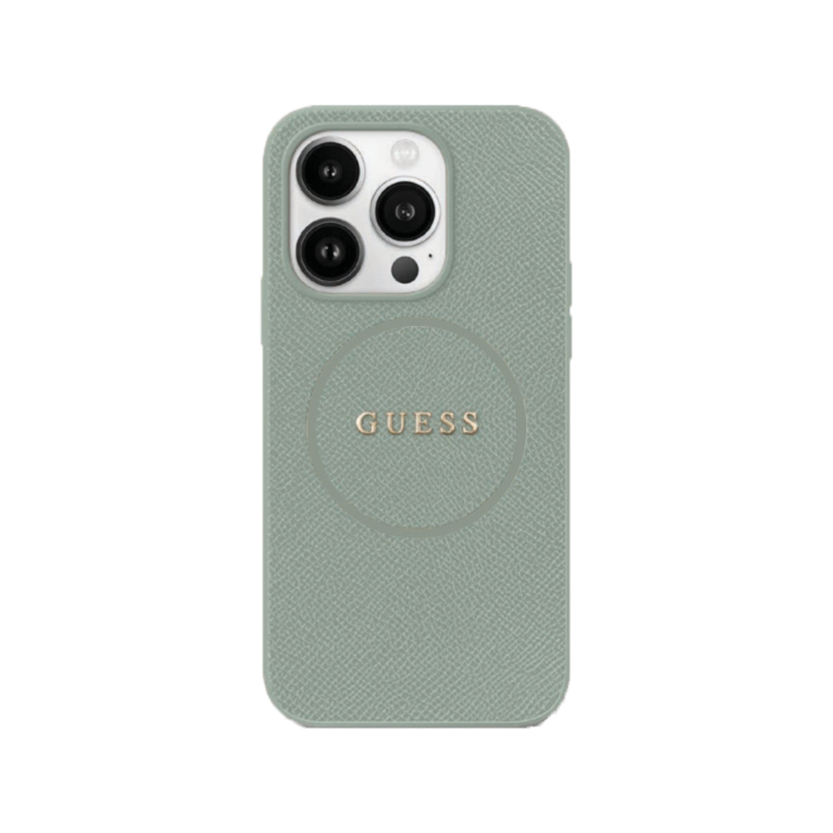Guess Genuine PU Leather MagSafe Compatible iPhone 16 Pro Max Case - Slim Protective Cover with Premium Texture (Green) | Perfect for Work, Travel & Everyday Use