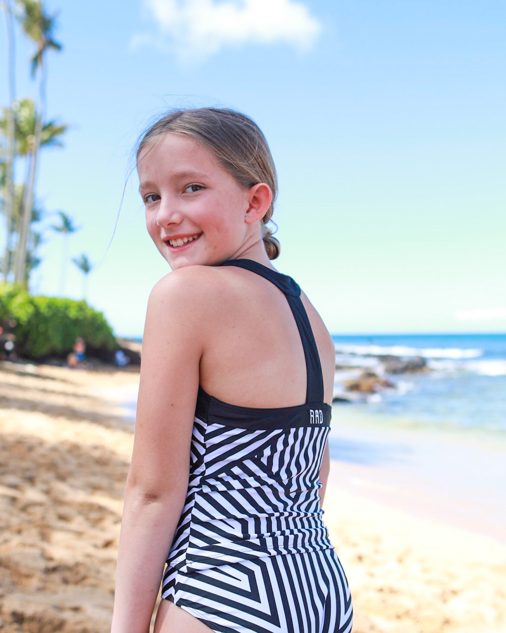 Tween Sydney Black and White Tankini Swimsuit for Girls - $28 | Perfect for Pool Parties, Beach Vacations & Summer Fun