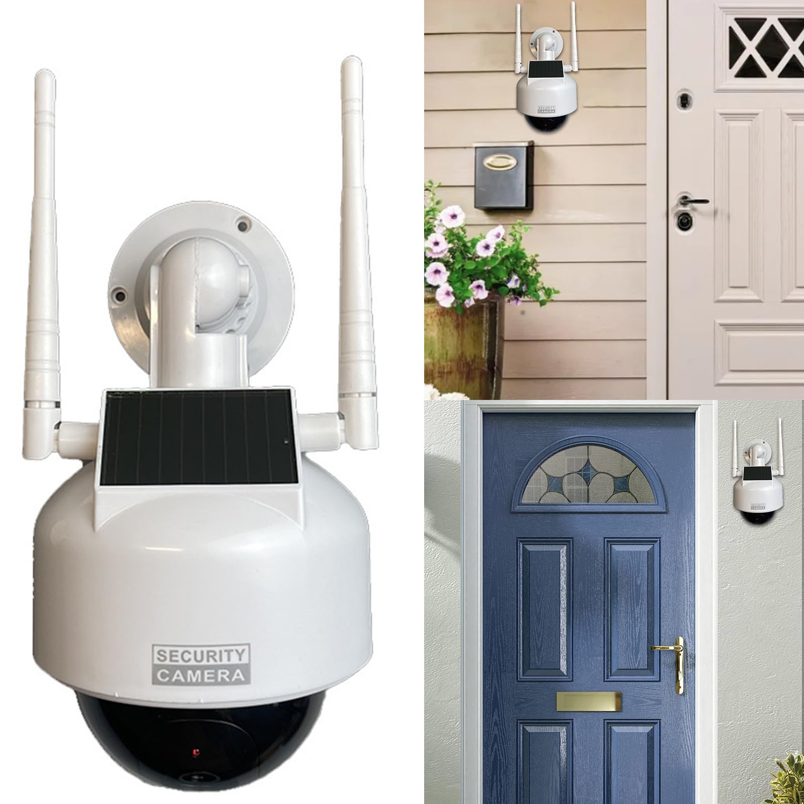 Realistic Fake Security Camera with LED Light - Nighttime Deterrent for Home & Business Security | Indoor/Outdoor Use for Porch, Garage, Office & Storefront