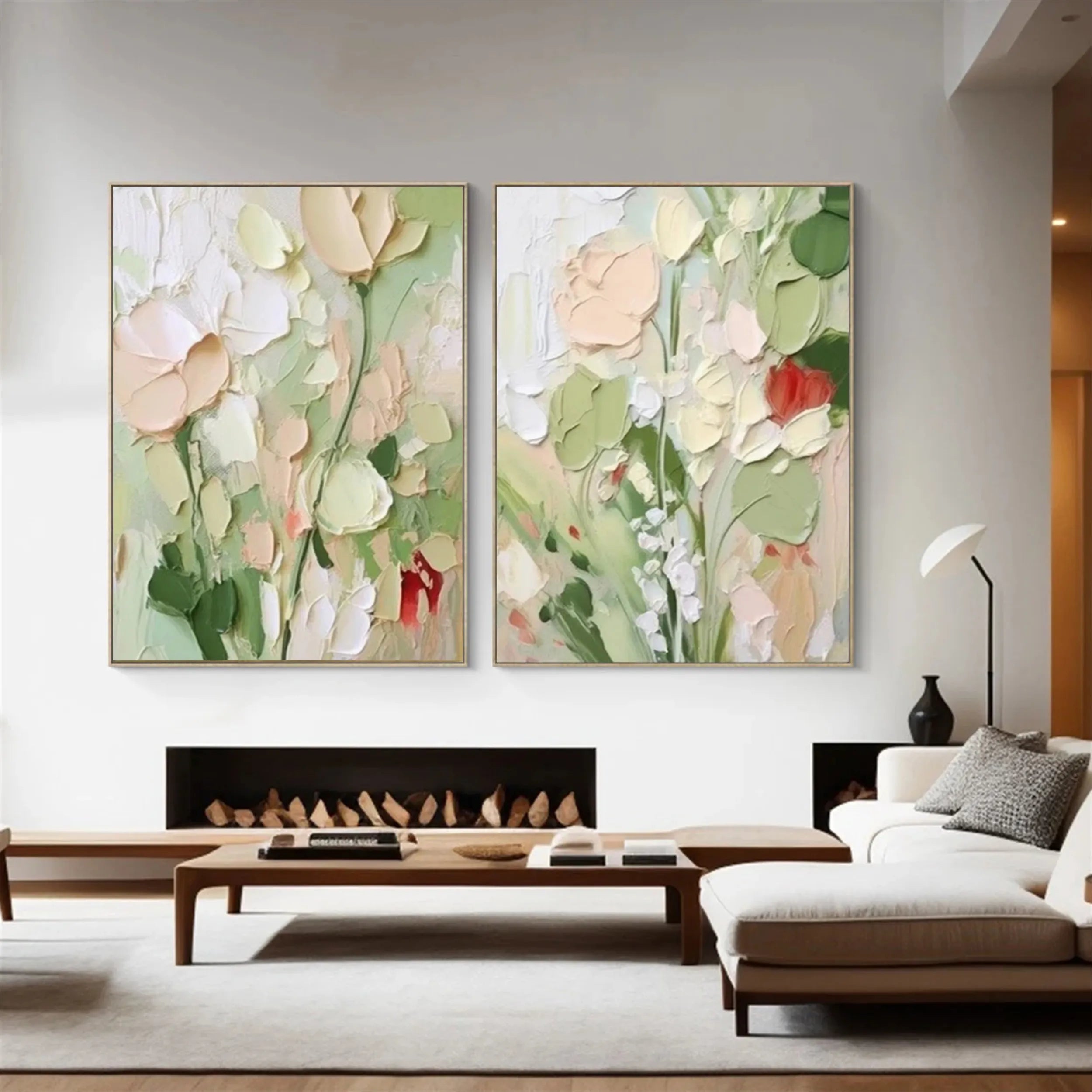 Beautiful Flower and Tree Painting Set of 2 - Wall Art Decor for Living Room, Bedroom & Office - #FT075
