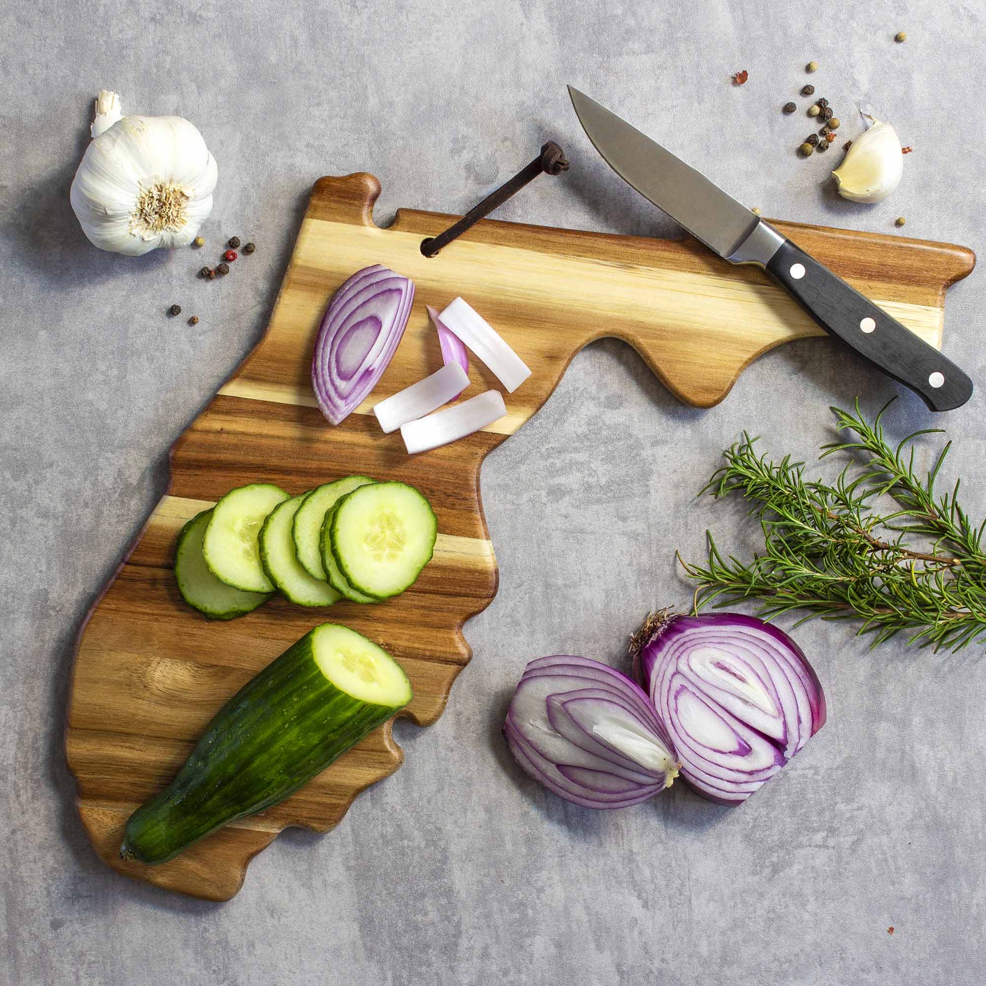 Premium Rock & Branch® Origins Series Florida Cutting Board - Durable Bamboo Wood Chopping Board for Kitchen, Butcher Block for Meat, Cheese & Vegetables - Perfect for Home Cooking & Professional Chefs
