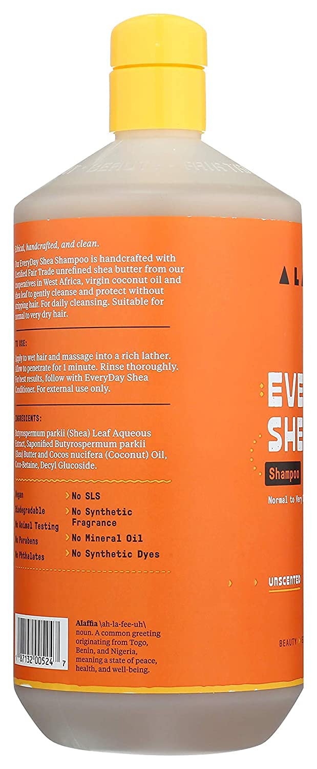 Alaffia Shea Butter & Coconut Oil Shampoo for Normal to Very Dry Hair - Lavender Scented, 16 Fl Oz | Hydrating & Nourishing for Daily Hair Care
