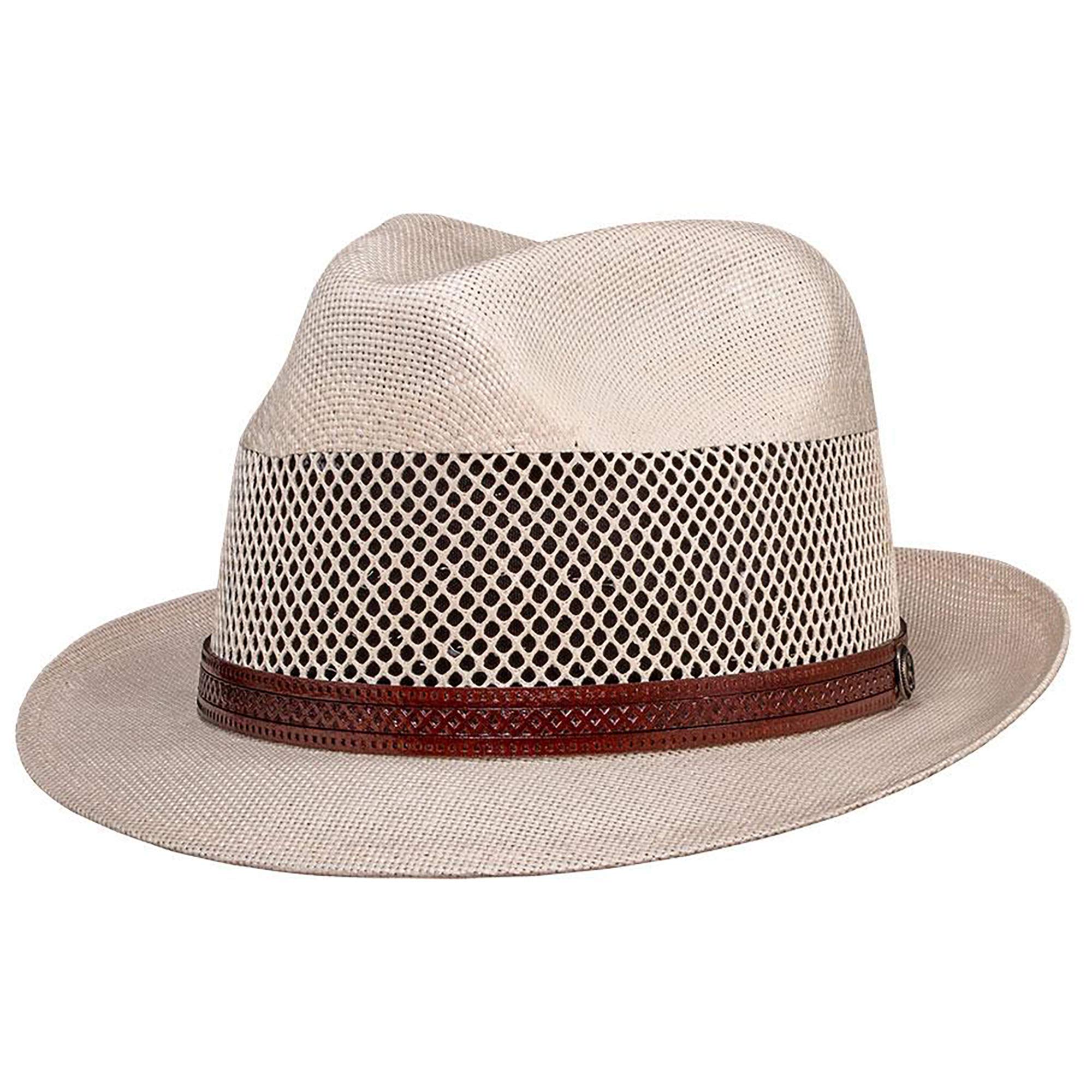 American Hat Makers Tuscany Straw Fedora Hats for Men & Women - Breathable Summer Sun Hat for Beach, Travel & Outdoor Activities
