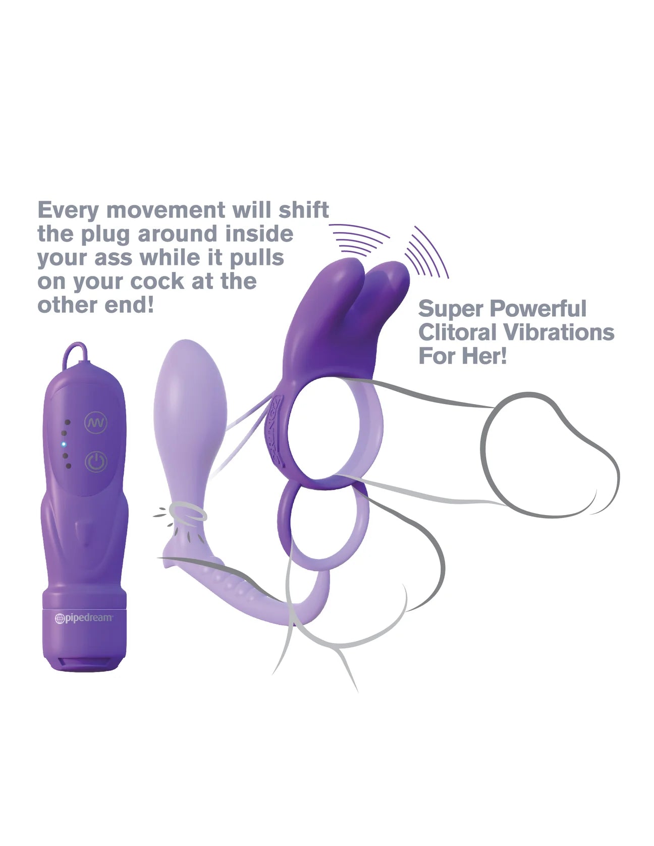 Fantasy C Ringz Assgasm Vibrating Rabbit Ring - Purple Pleasure Ring for Couples, Solo Play & Sensual Enhancement