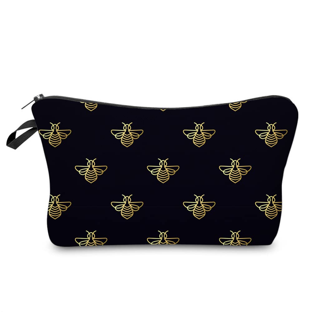 Waterproof Cosmetic Bag for Women & Girls - Roomy Travel Makeup Organizer with Honeybee Design, Perfect for Toiletries, Travel Accessories & Gift Giving