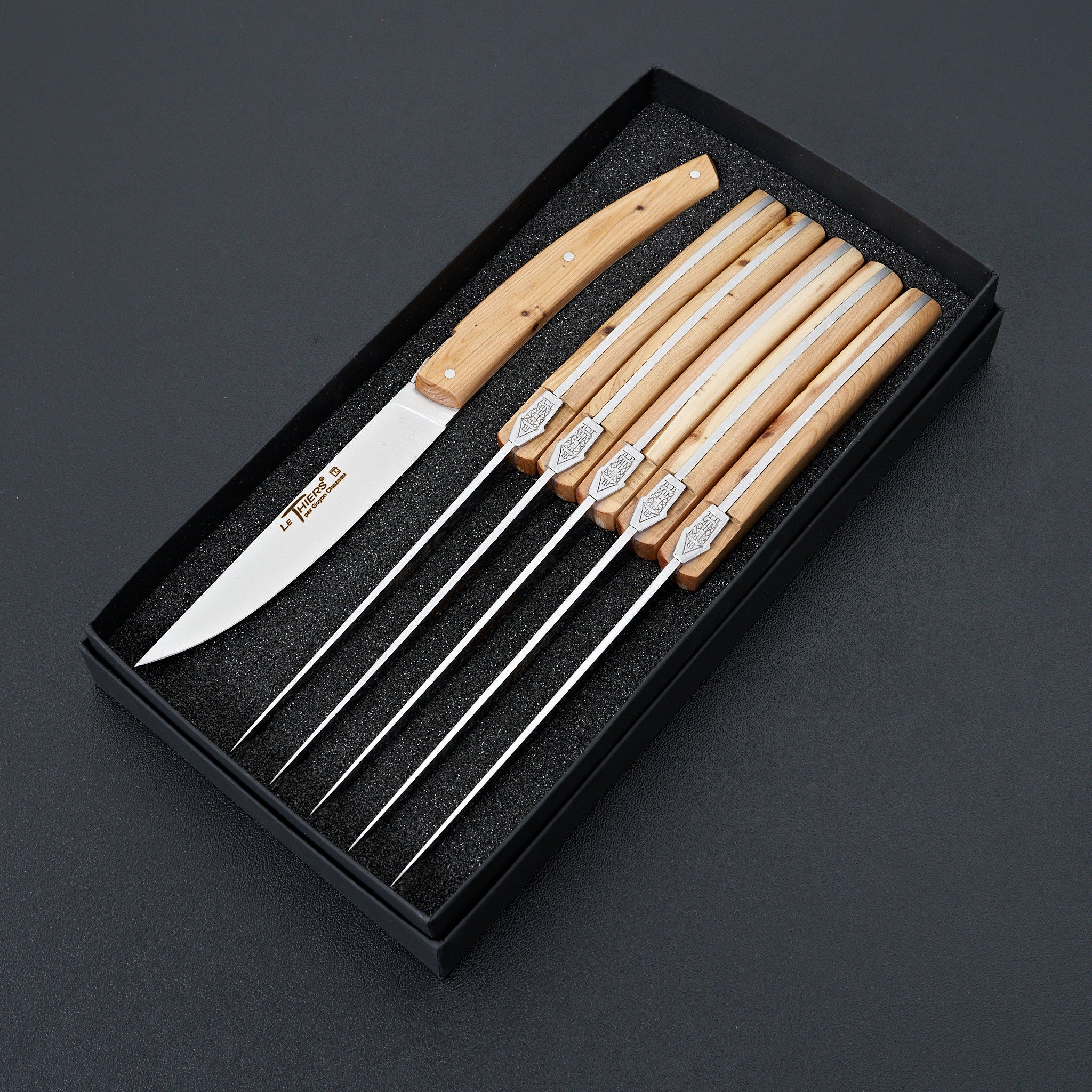 Le Thiers Pirou Juniper 6-Piece Table Knife Set - Premium Stainless Steel Cutlery for Dining, Kitchen & Gift Giving