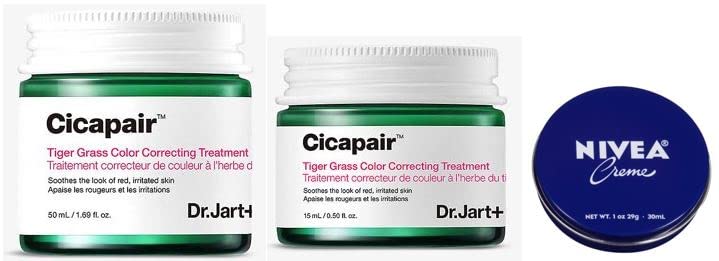 Dr. Jart+ Cicapair Tiger Grass Color Correcting Treatment Set - Full Size & Travel Size with 1oz Body Cream | Redness Relief & Skin Calming | Perfect for Travel & Sensitive Skin Care Routine