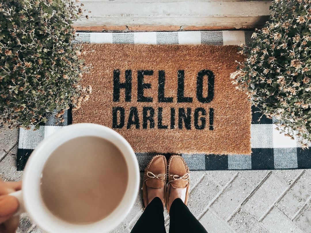 Vinyl Back Coir Doormat - 'Hello Darling' Welcome Mat for Front Door, Porch, or Entryway - Durable & Non-Slip for Indoor/Outdoor Use