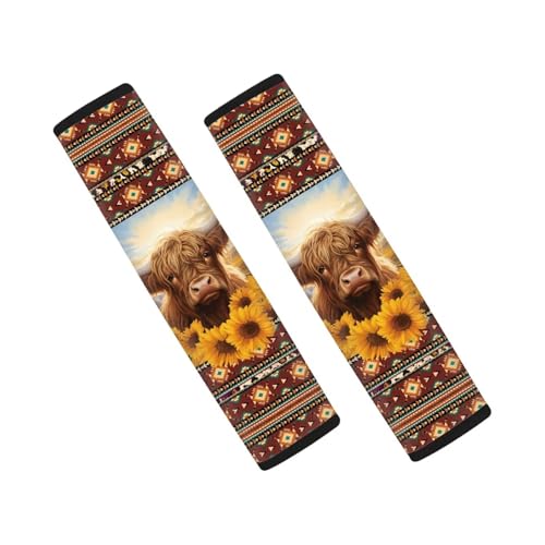 Aztec Tribe Geometric Sunflowers Cow