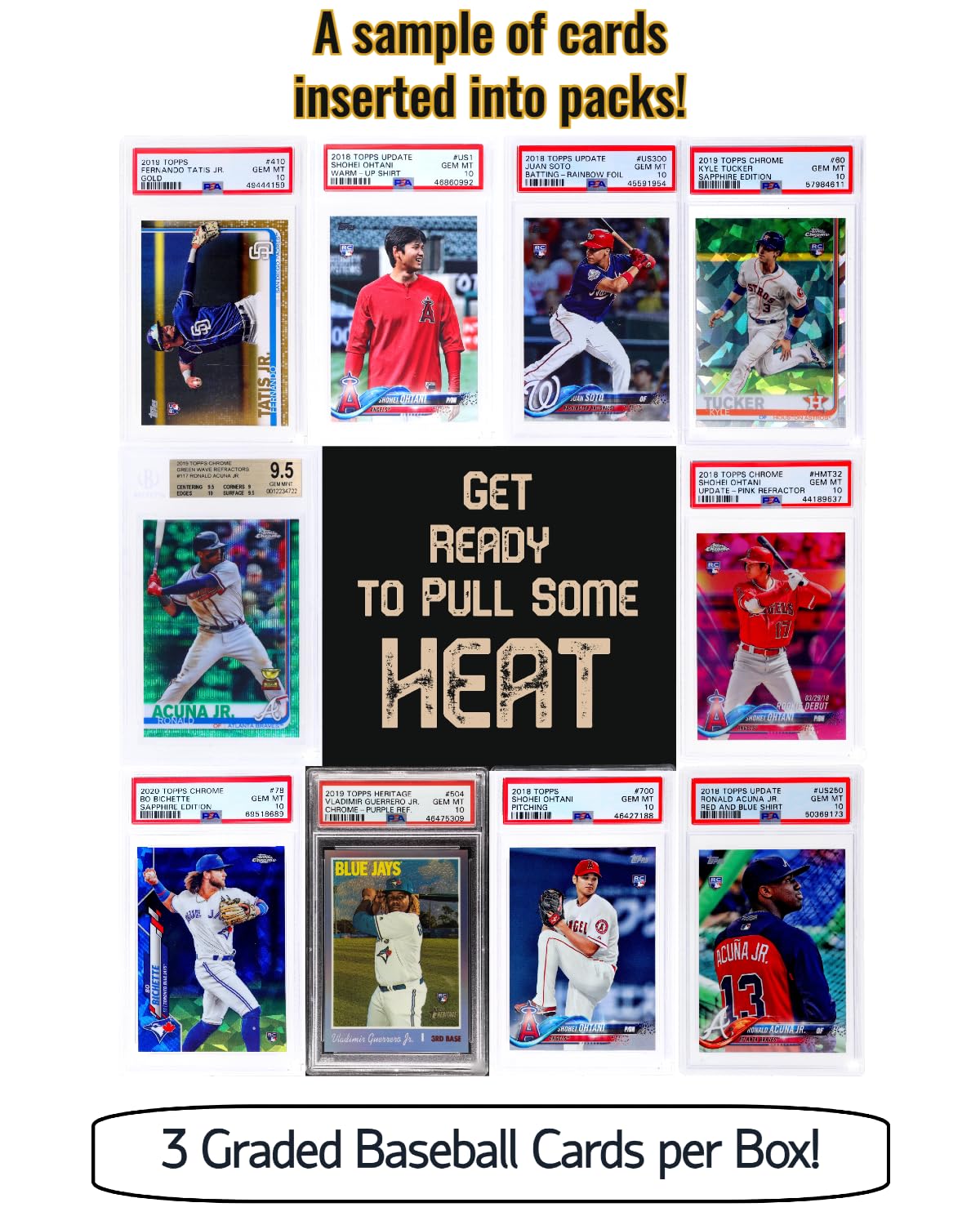 Premium Graded Baseball Cards Gift Box - MLB Edition with PSA/BGS 10, 9.5 or 9 Cards | Rookie Autographs & Numbered RC Refractors | Perfect Baseball Gift for Collectors & Fans | Great for Display, Investment & Fantasy Sports by Slabs of Heat