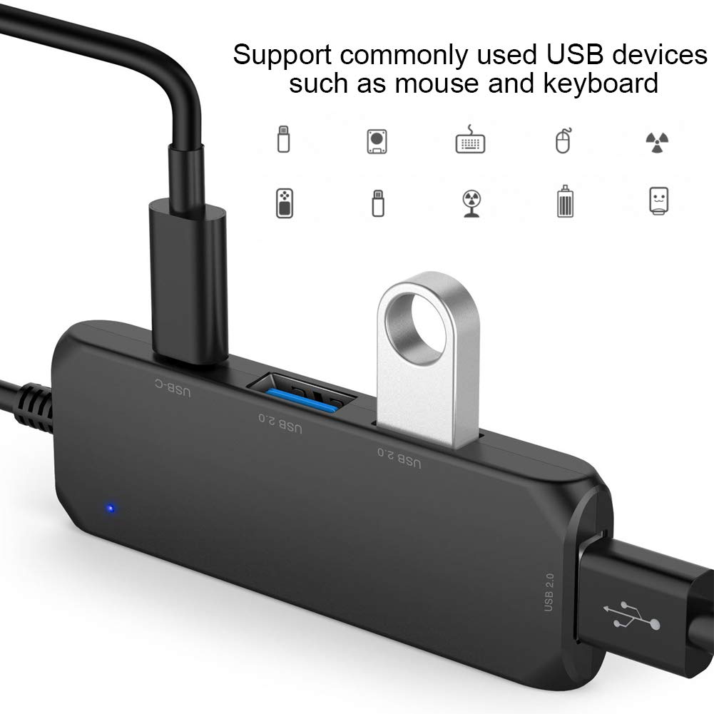 4-in-1 USB C Hub Adapter with 4 Ports - USB 2.0/1.2/1.0 Compatible for Mouse, Keyboard, USB Fan & More - Perfect for Laptop, Desktop & Office Workspace Expansion