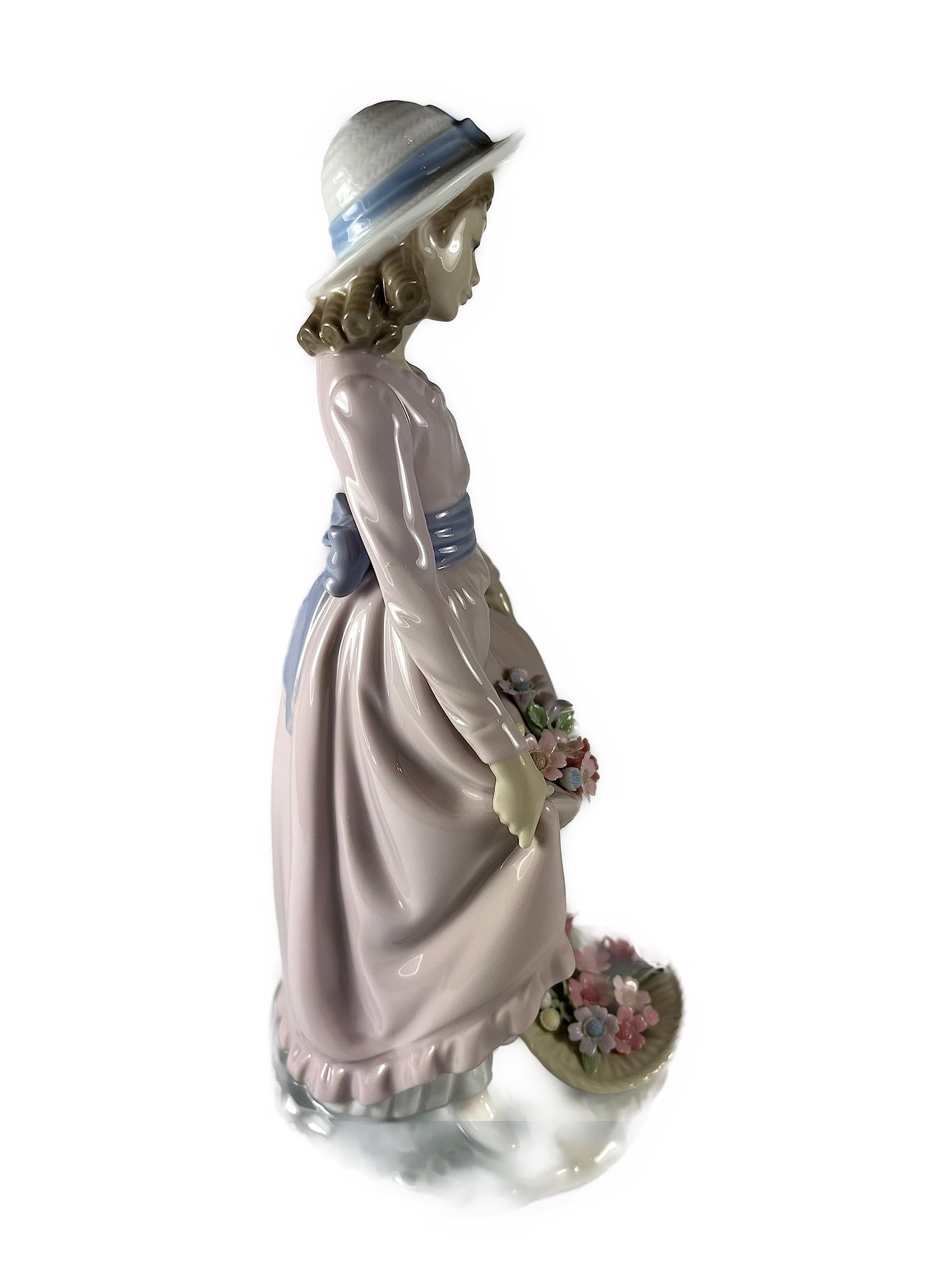 Lladro Flower Lady Figurine - Porcelain Statue with Basket of Flowers | Home Decor, Collectible Gift for Women