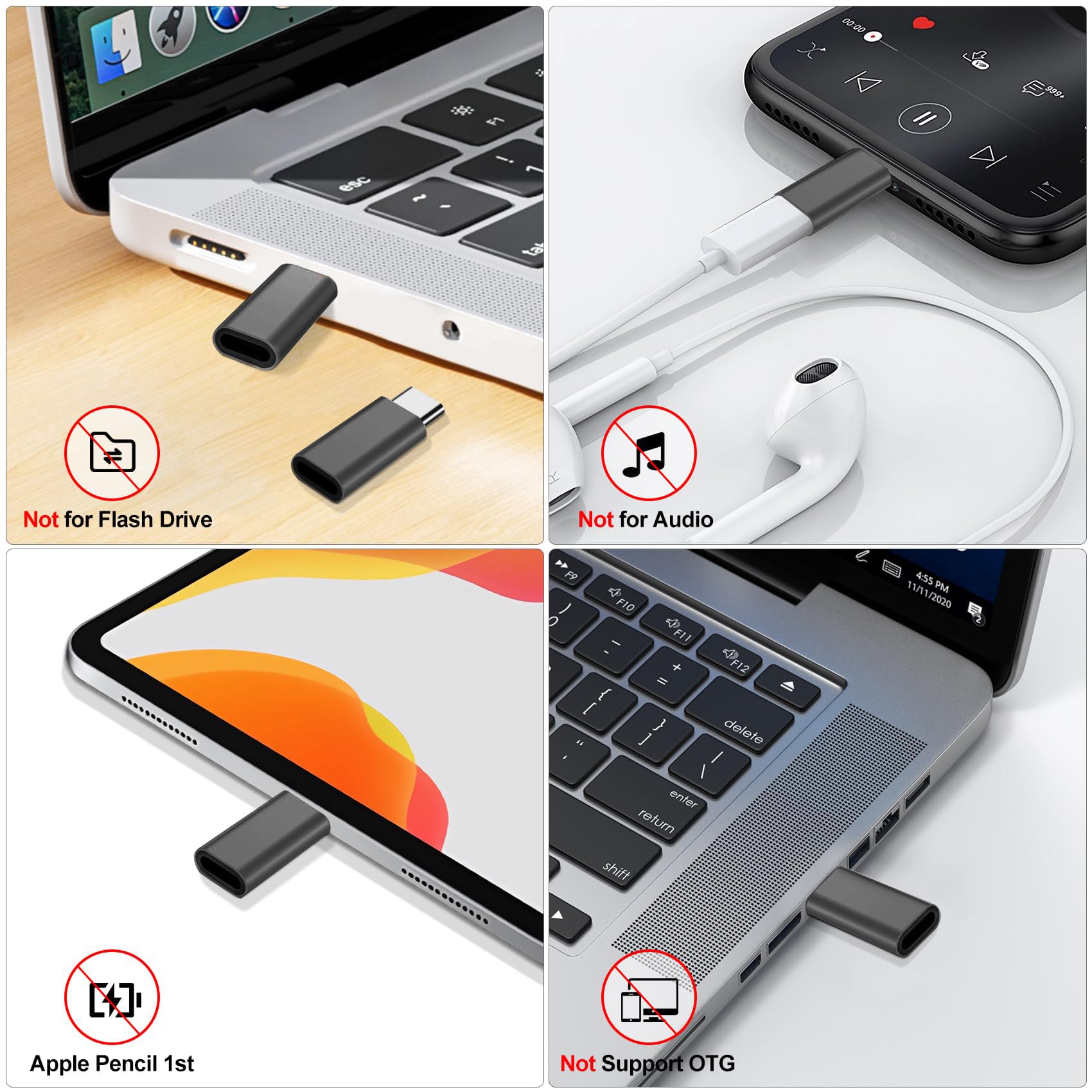 Lightning to USB C Adapter, 2 Pack Female Lightning to Male USB C Converter for iPhone 16/16 Pro/15 Pro Max/15 Plus, Galaxy S24/S23, iPad - Perfect for Charging & Data Transfer (Not for Audio/OTG/Headphones)
