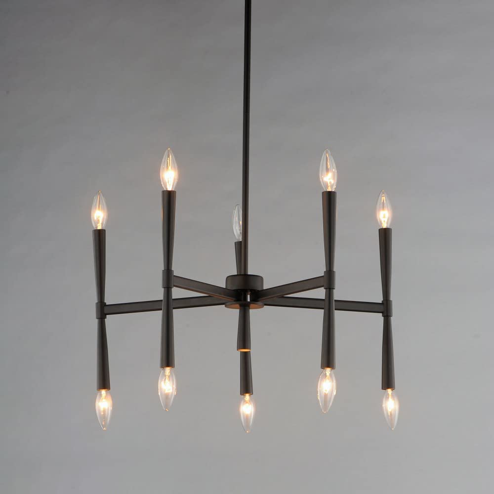 Maxim Rome 10-Light Chandelier in Satin Nickel Finish - Elegant Dining Room Lighting for Formal Dining & Entryway Decor
