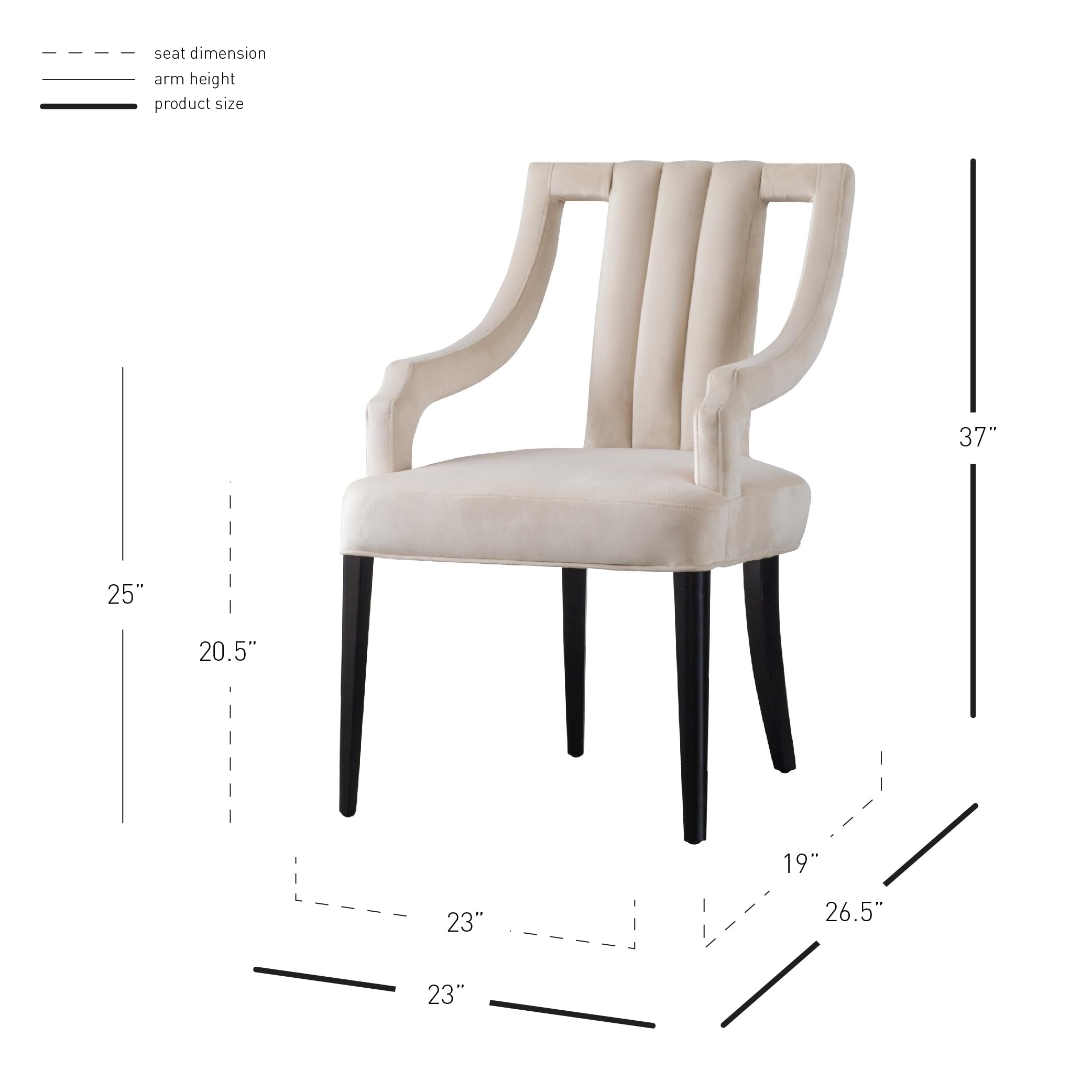 Pacific Direct Viola Velvet Fabric Klismos Dining Chairs in Dulce Sand - Luxurious Upholstered Accent Chairs for Dining Room, Living Room & Home Decor