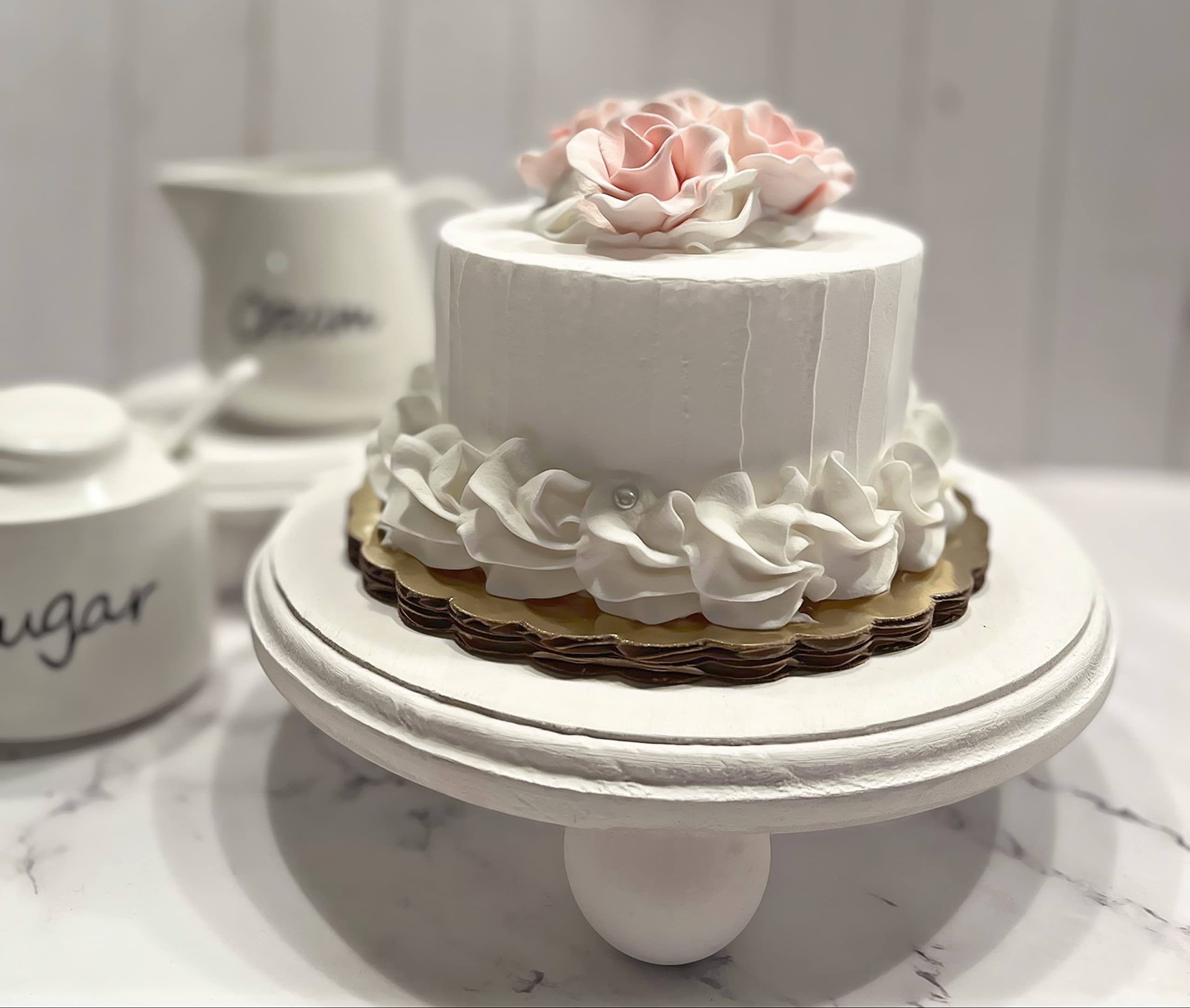 Realistic Fake Wedding Cake - Pink Artificial Cake Display for Decorations | Fake Cupcakes & Cake Toppers | Perfect for Wedding, Party & Dessert Table Displays