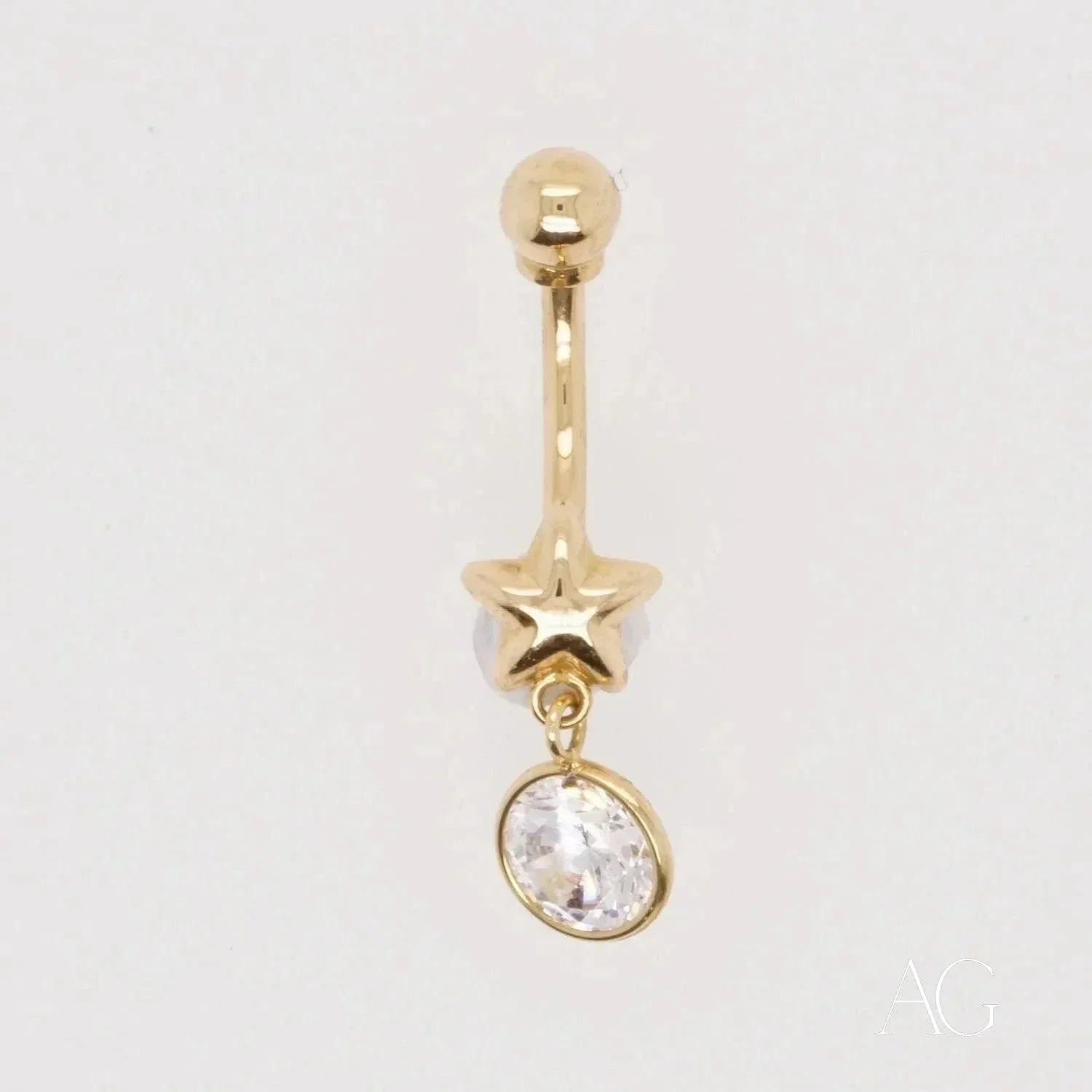 18K Gold Belly Button Ring with Cubic Zirconia - Elegant Navel Piercing Jewelry for Women, Perfect for Parties, Beach & Everyday Wear