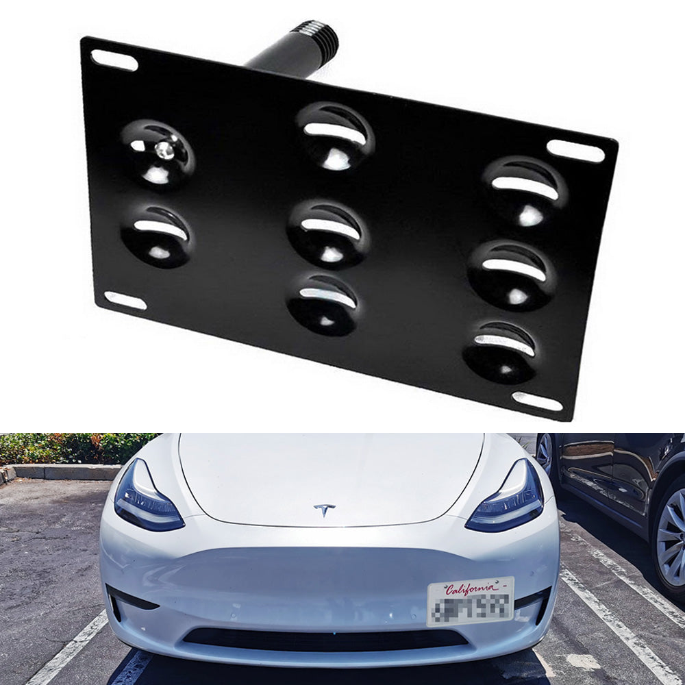 1st Gen Tesla Model 3 Y Front Bumper Tow Hook License Plate Mounting Bracket - Durable & Easy Installation for Custom Car Styling (Perfect for Car Shows & Street Legal Compliance)