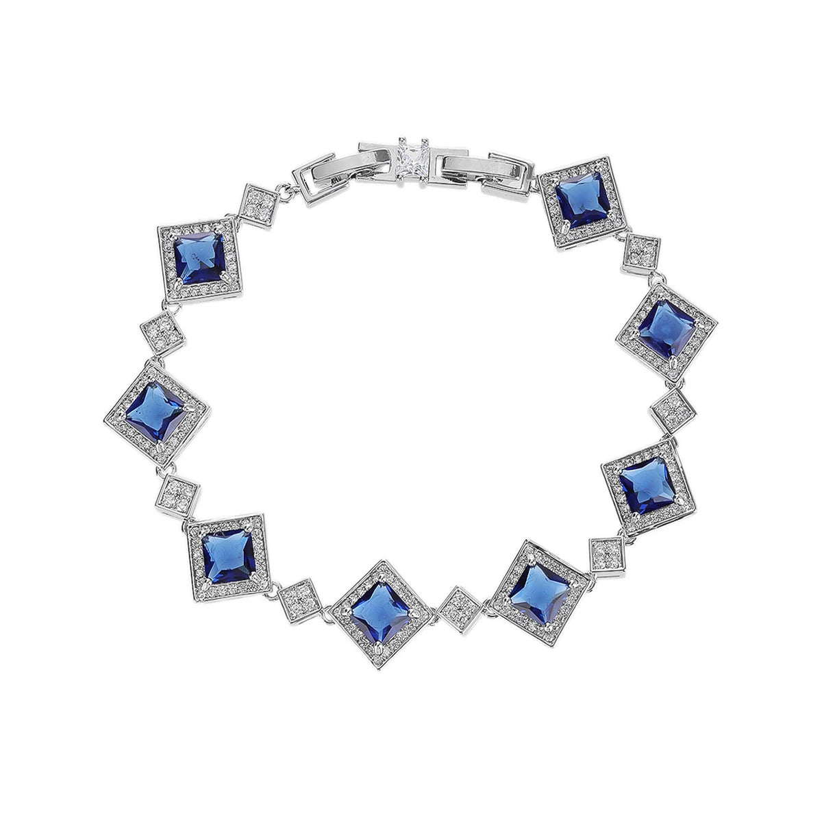 Elegant Silver Plated Cubic Zirconia Bracelet for Women - Red, Blue, Green Gemstone Chain | Perfect for Parties, Weddings & Special Occasions