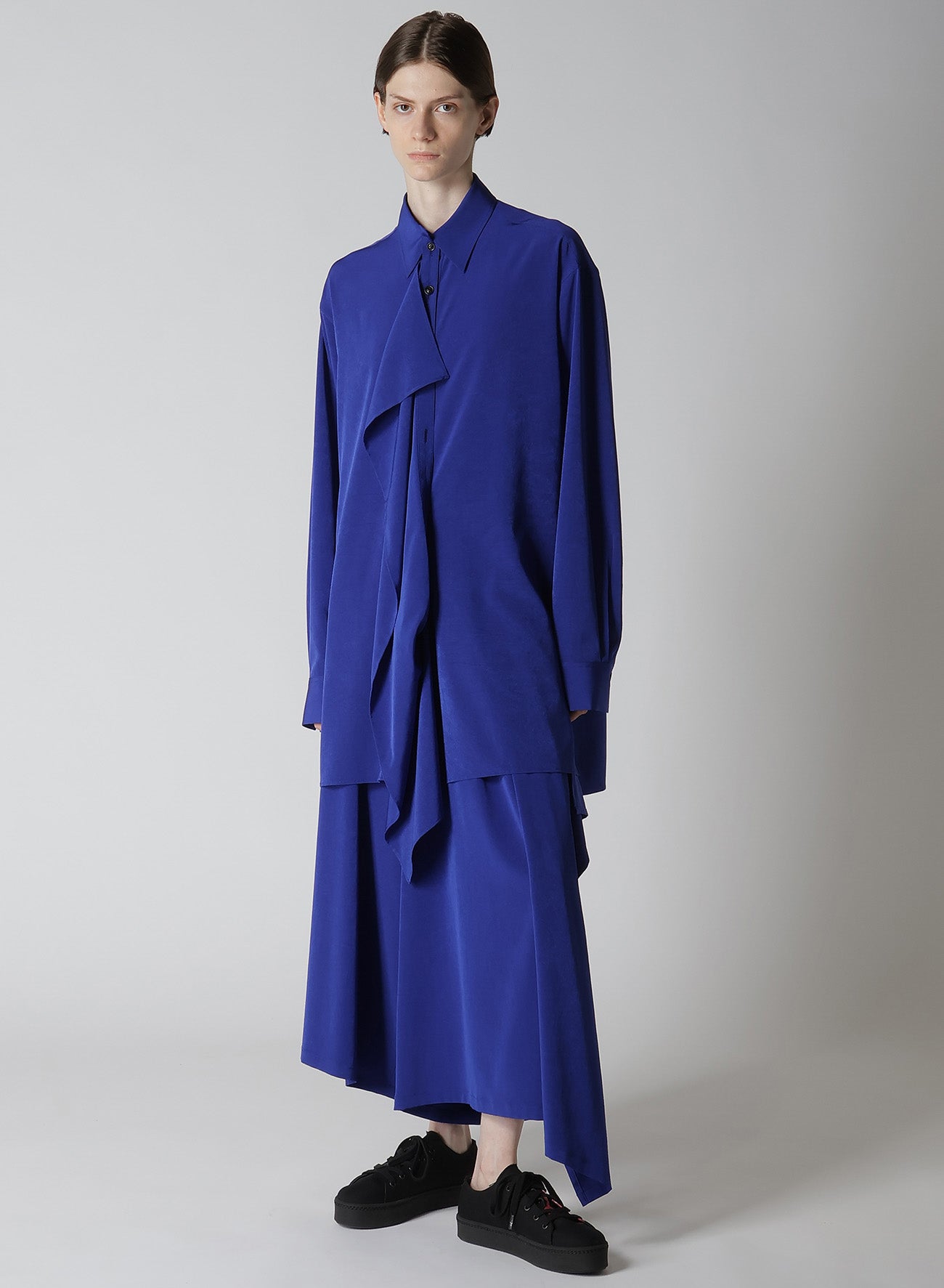 Elegant Crepe de Chine Blouse with Placket - Women's Fashion Top for Work, Office & Casual Wear