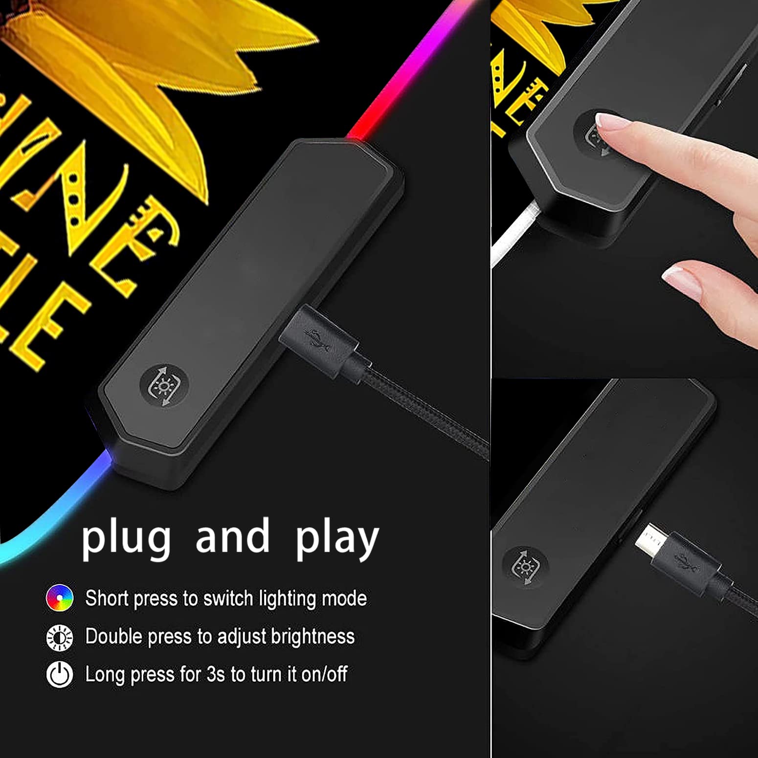 RGB Gaming Mouse Pad with LED Lights - Large Non-Slip Desk Mat for Keyboard & Mouse | Waterproof Optical Surface | Perfect for PC Gaming, Office Work & Home Decor (Sunflower & Butterfly Design)