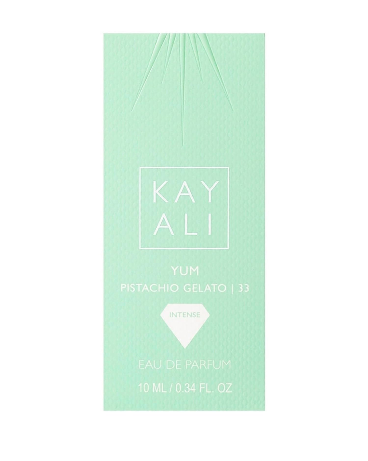 Huda Beauty KAYALI Yum Pistachio Gelato Eau de Parfum Intense Travel Size Spray 10ml | Sweet Gourmand Scent for Women | Perfect for Date Nights & Special Occasions