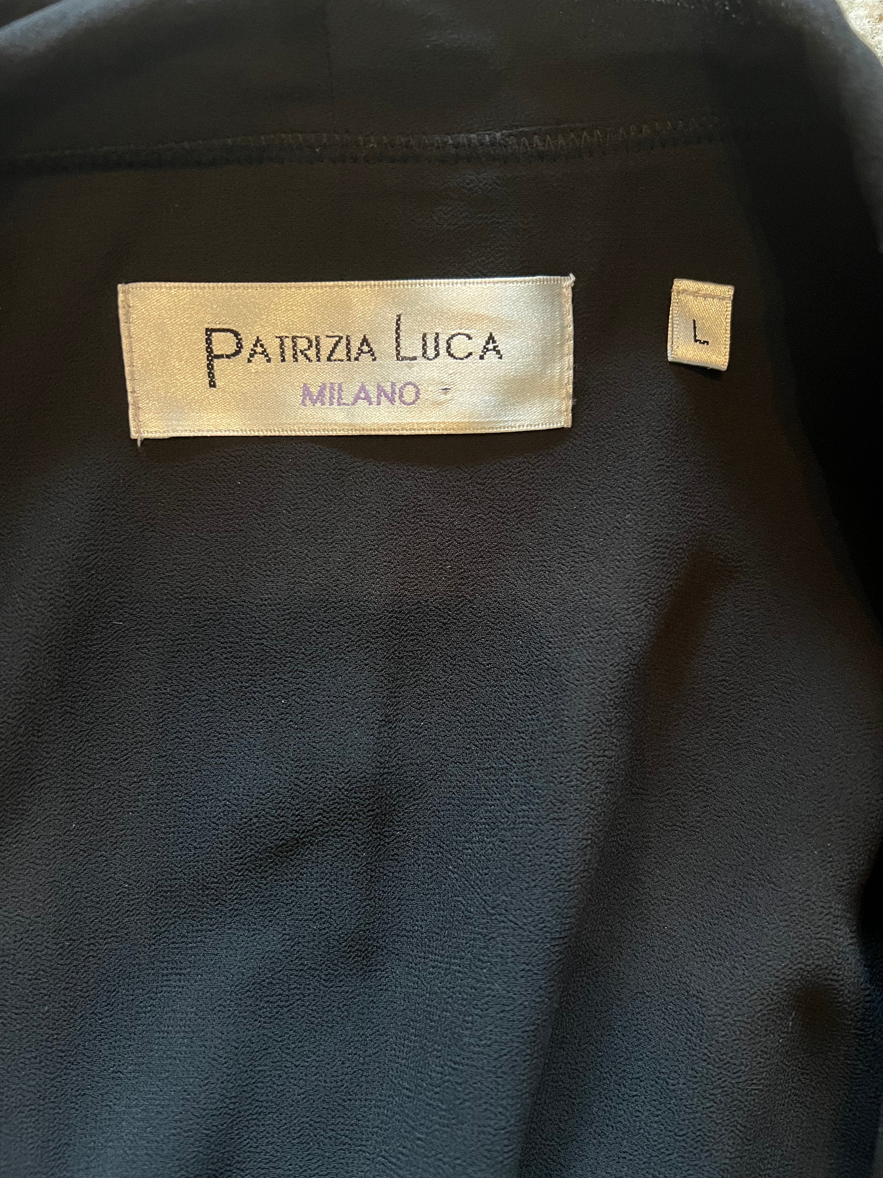 Patrizia Luca Black Faux Leather & Chiffon Women's Jacket Size L - Stylish Outerwear for Evening Parties & Date Nights