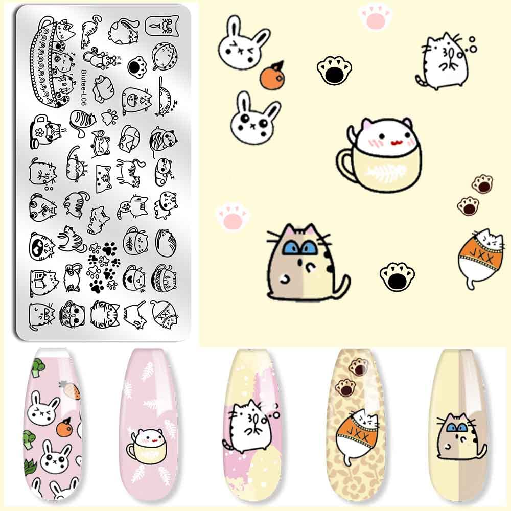 Biutee 8-Piece Nail Stamping Plates Set with 10 Nail Art Templates & Stamper - Rose Flower Animal Designs for Valentine's Day - Perfect for DIY Gel Polish Manicures at Home or Salon