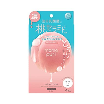 BCL Momo Puri Hydrating Milk Jelly Face Mask - 24 Sheet Set (4pcs x 6 Pack) | Moisturizing & Brightening Treatment for Dry Skin | Perfect for Daily Skincare Routine & Spa Night