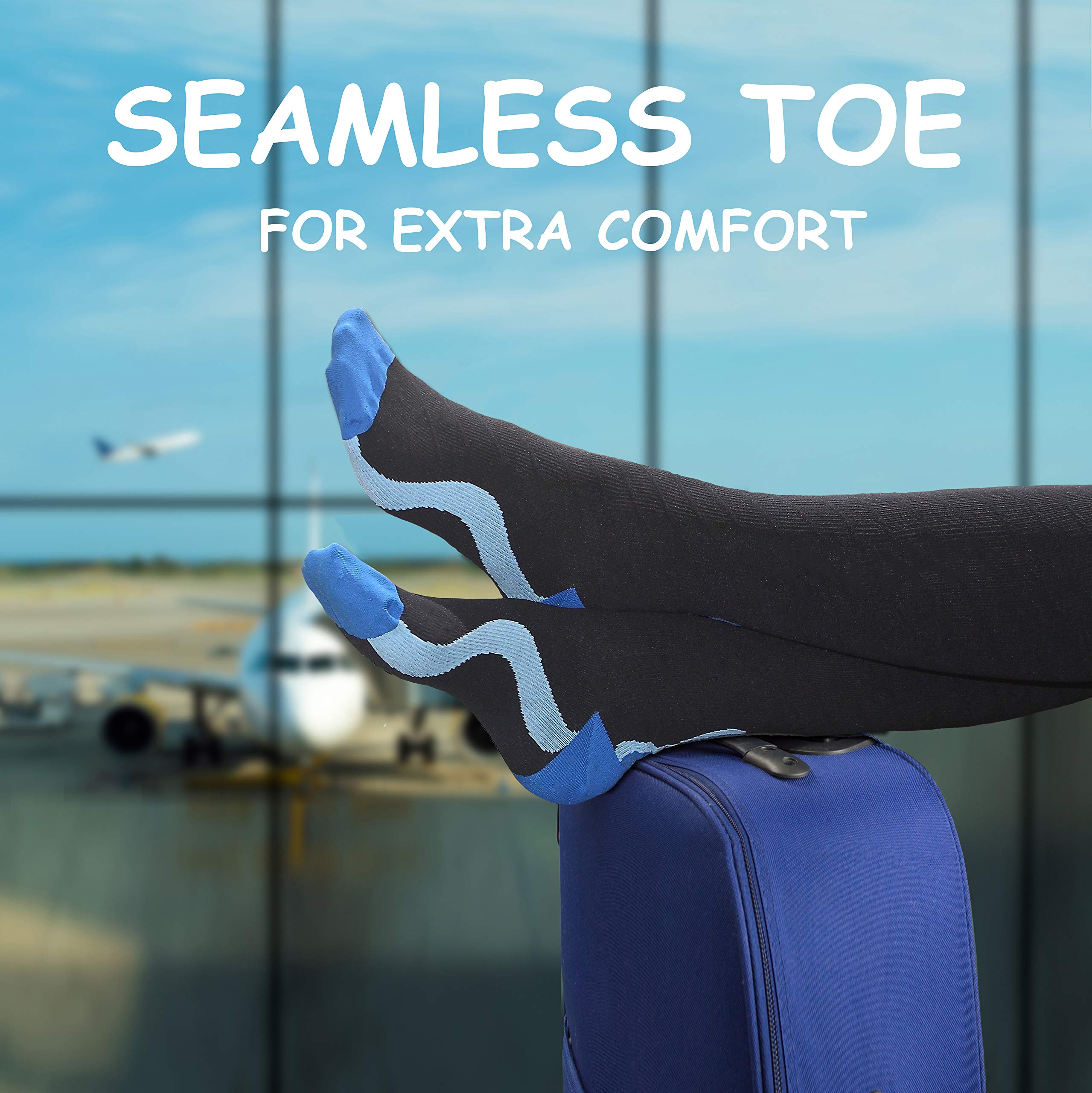 Ez Sox 20-30 mmHg Compression Socks for Men & Women - Seamless Toe Design for All-Day Comfort - Perfect for Travel, Running & Circulation Support