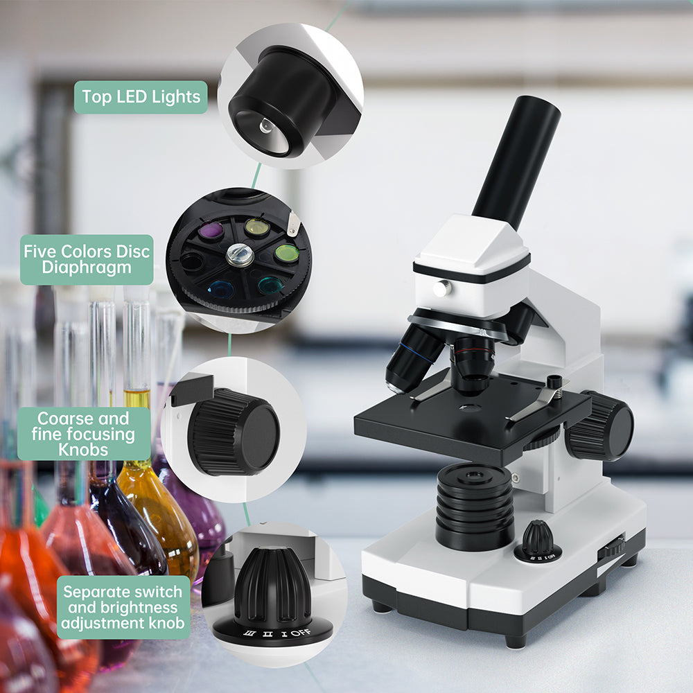 100X-2000X High Power Compound Microscope with Prepared Slides - Perfect for Kids, Students & School Science Labs | Ideal for Biology, Botany & Lab Experiments