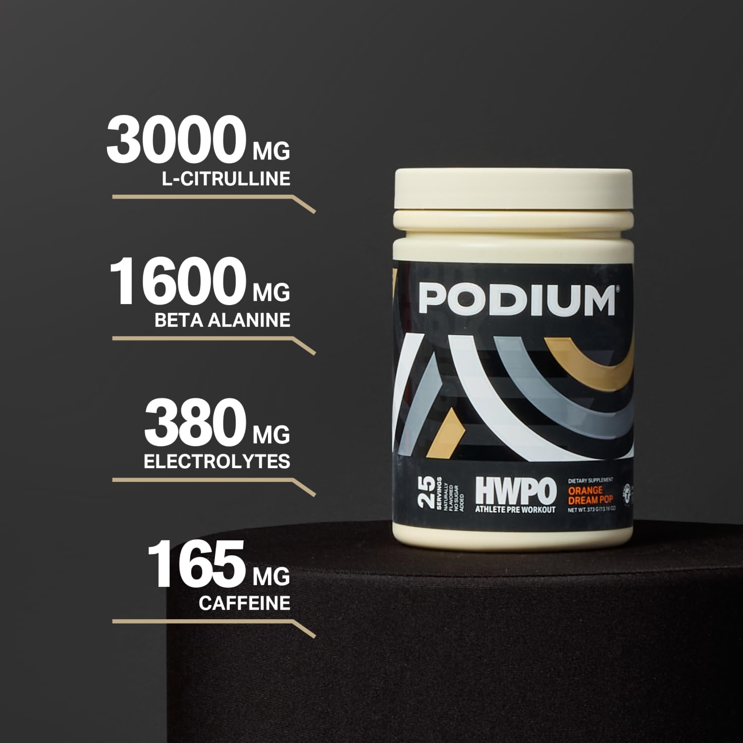 Podium Nutrition Pre Workout Powder - Orange Dream Pop Flavor, 25 Servings | Beta Alanine & Caffeine Boost for Athletes | Gluten Free, Soy Free, Dairy Free | Perfect for Gym, Running & High-Intensity Training