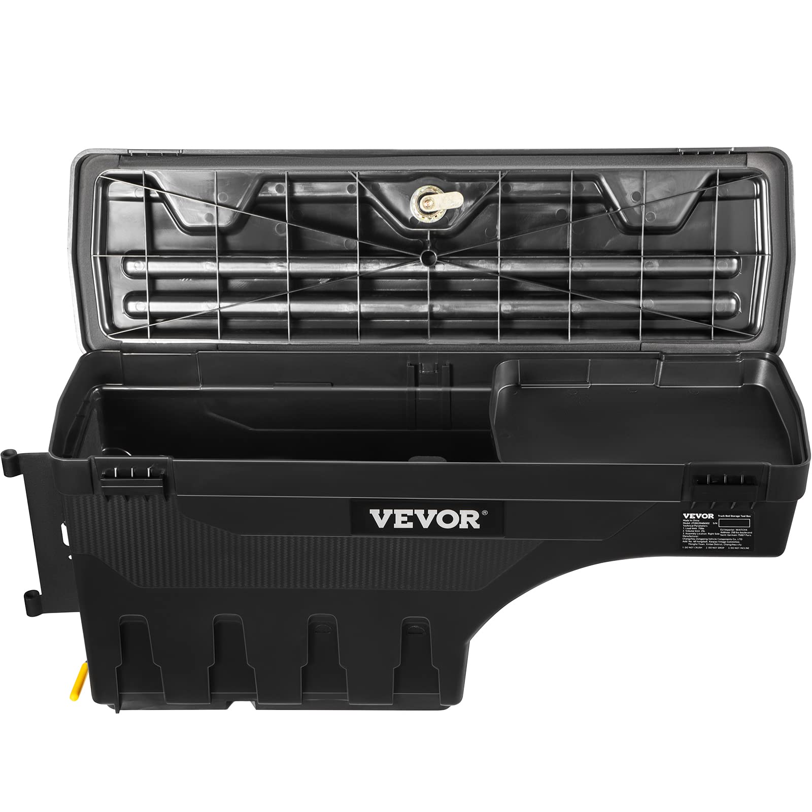 VEVOR Lockable Waterproof Truck Bed Storage Box - 6.6 Gal/20L ABS Wheel Well Tool Box with Password Padlock | Compatible with Toyota Tundra 2007-2021 (Driver Side, Black) | Perfect for Outdoor Gear, Tools & Equipment Storage