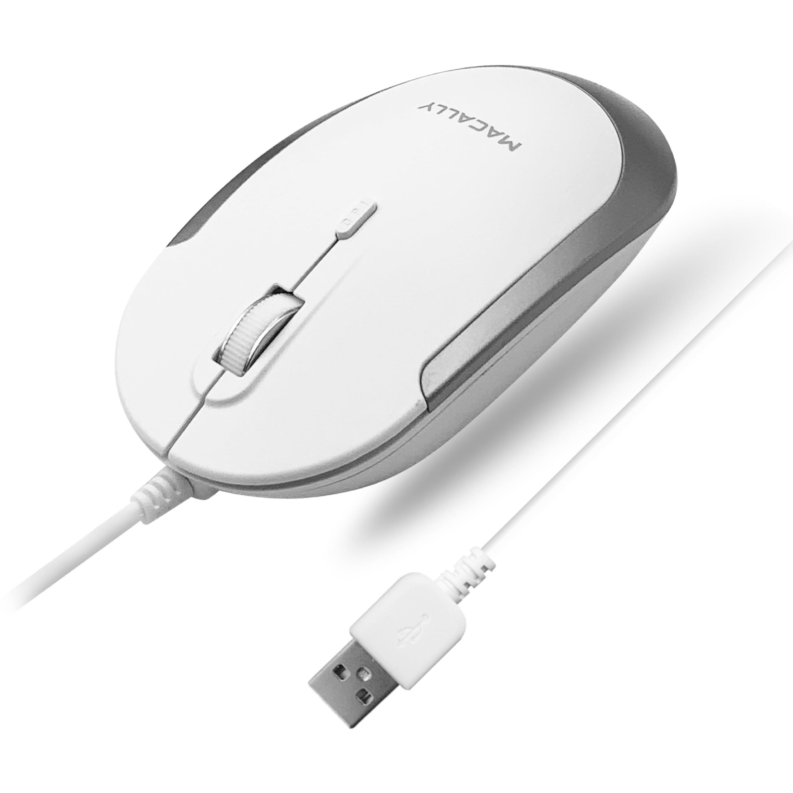 Macally Silent Wired Mouse - Slim USB Mouse for Mac/Windows PC with DPI Switch - Perfect for Office & Home Use