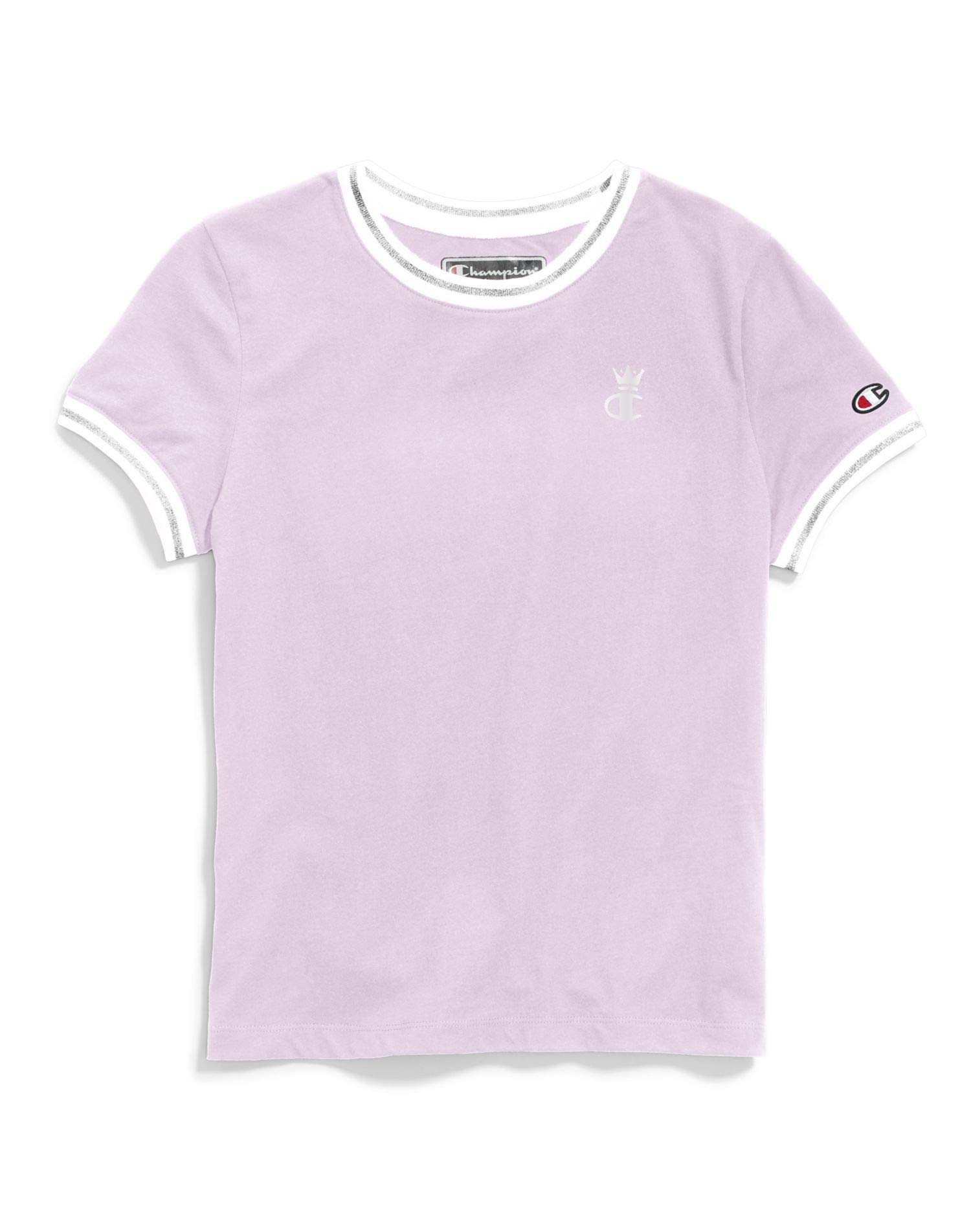 Champion LIFE Women's Tiny Tee - Soft Cotton Short Sleeve T-Shirt (Medium, Pale Violet Rose) for Casual Wear, Gym & Everyday Outfits