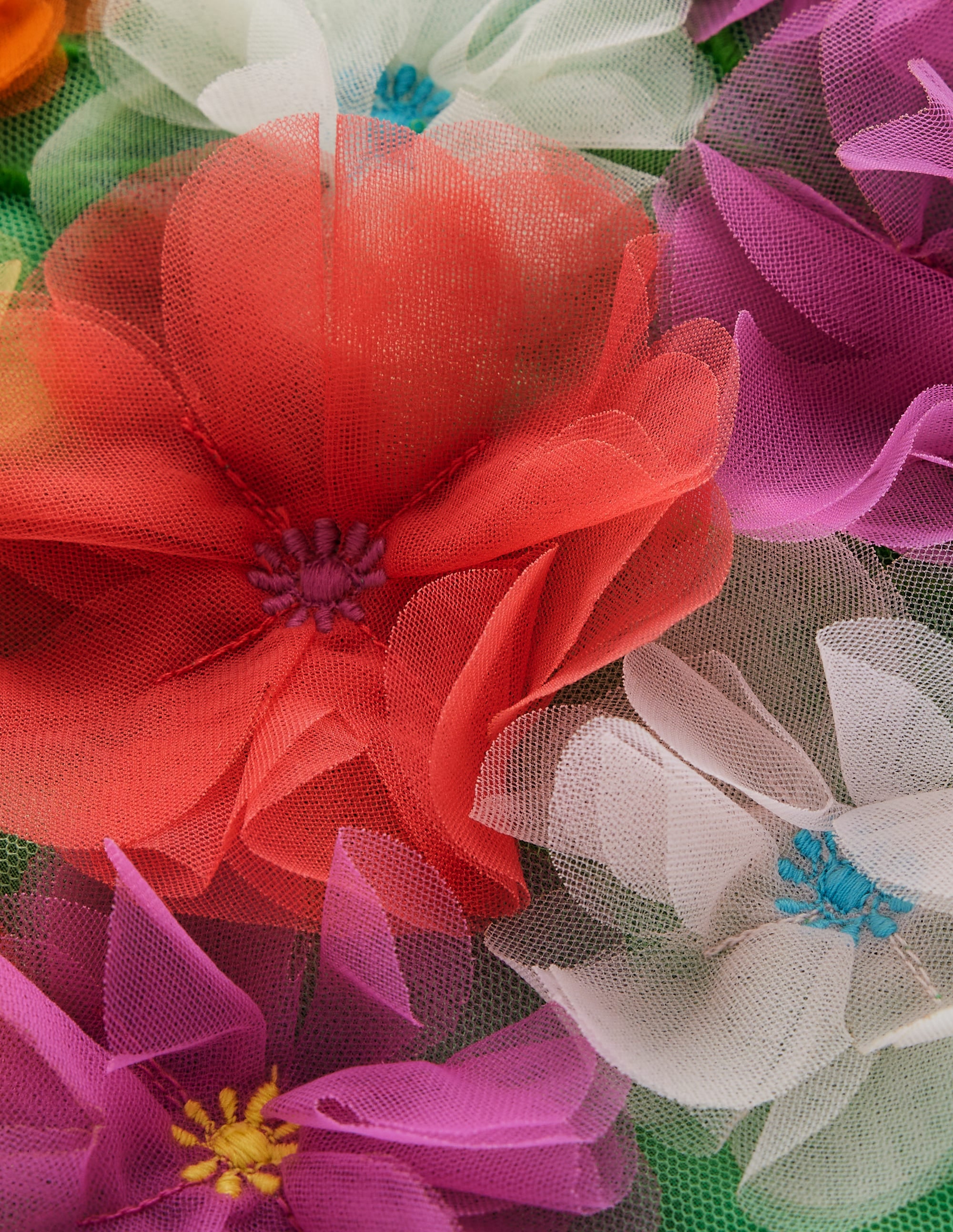 Elegant Appliqué Tulle Dress in Pea Green with Floral Design - Perfect for Weddings, Garden Parties & Special Occasions