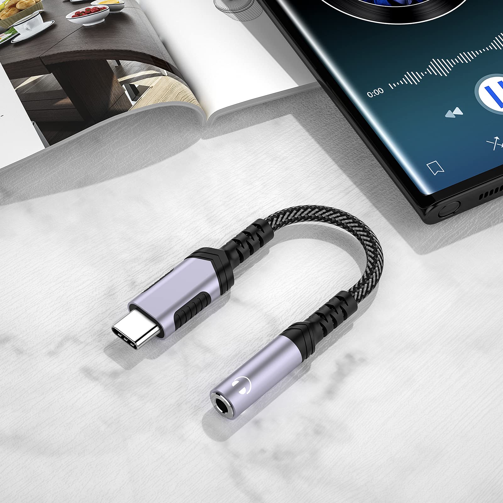 USB C to 3.5mm Headphone Jack Adapter - Digital Audio DAC Converter for Samsung Galaxy S25/S24/S23 Ultra/S22+/S21/Note 20, iPhone 16/16e/15 Pro Max, iPad, Google Pixel 9, OnePlus - Gray | Perfect for Travel, Gaming & Music Listening