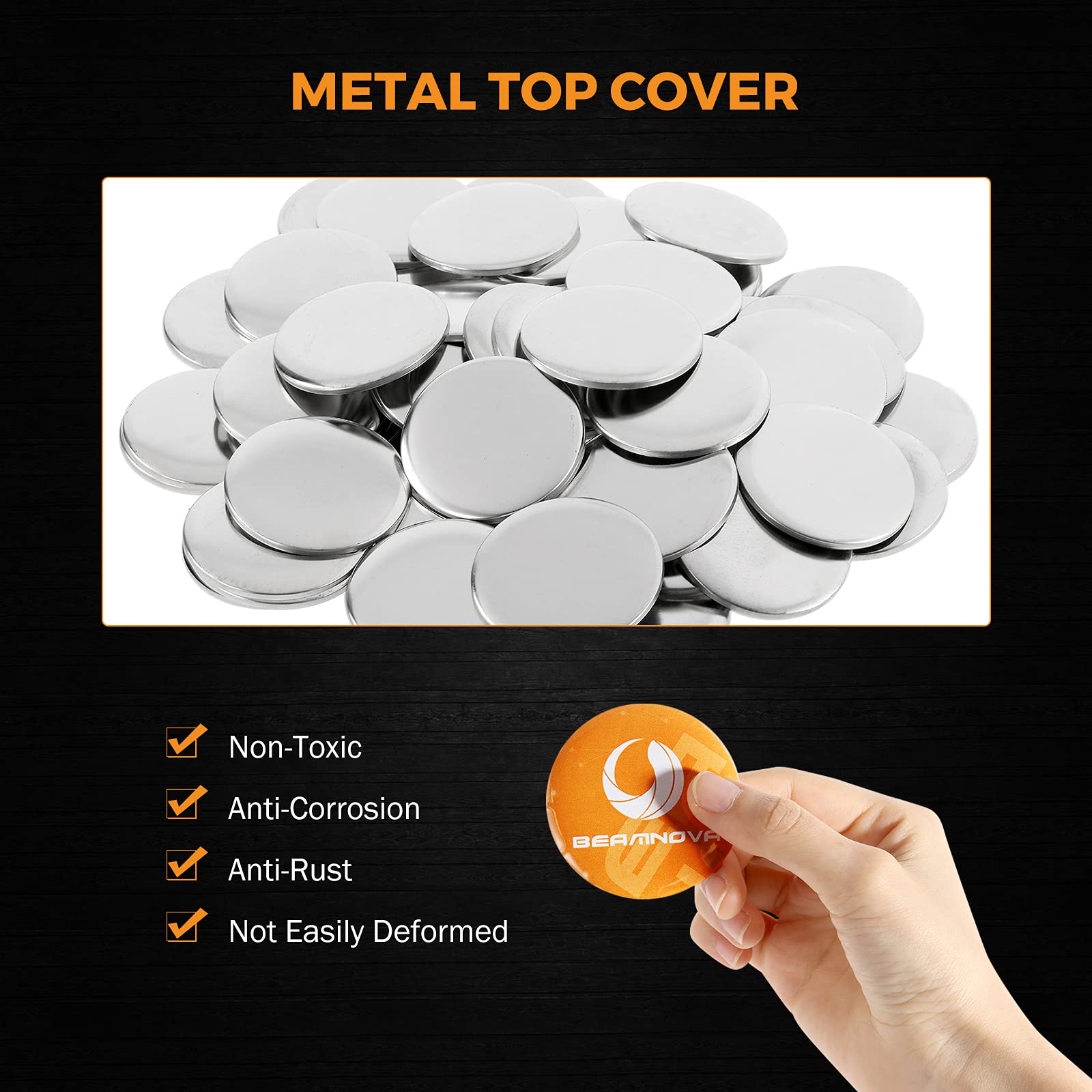 BEAMNOVA 1000 Sets Round Button Parts Kit - 25mm (1 Inch) DIY Pin Maker Supplies with Tinplate Top, Plastic Clip Bottom & Film for Button Maker Machine | Perfect for Crafting, Badge Making, School Projects & DIY Gifts